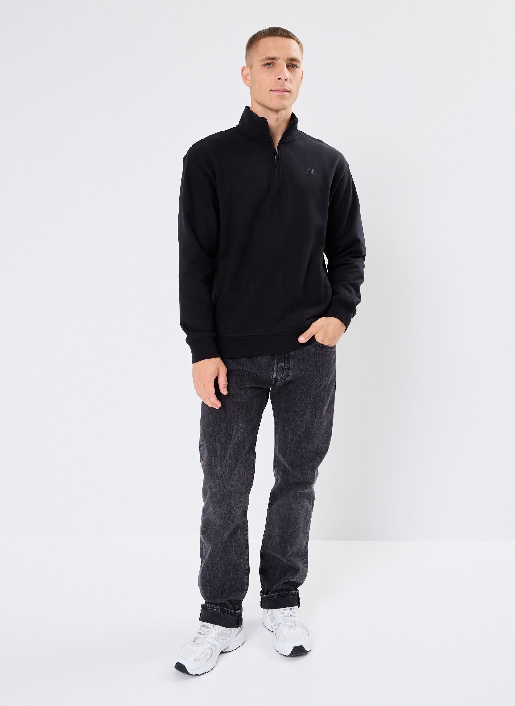 Sweaters met rits Athletics Fleece 1/2 Zip heren zwart New Balance Sweaters met rits Athletics Fleece 1/2 Zip heren zwart Black