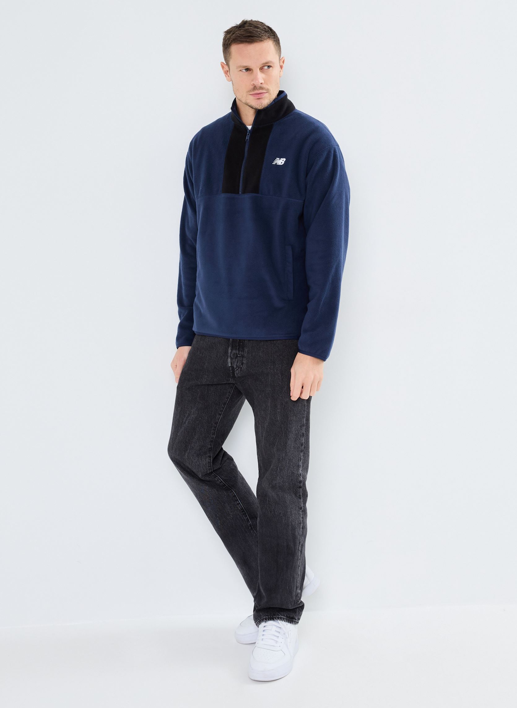 Sweats zippés Polar Fleece 1/2 Zip homme bleu New Balance Sweats zippés Polar Fleece 1/2 Zip homme bleu NB NAVY