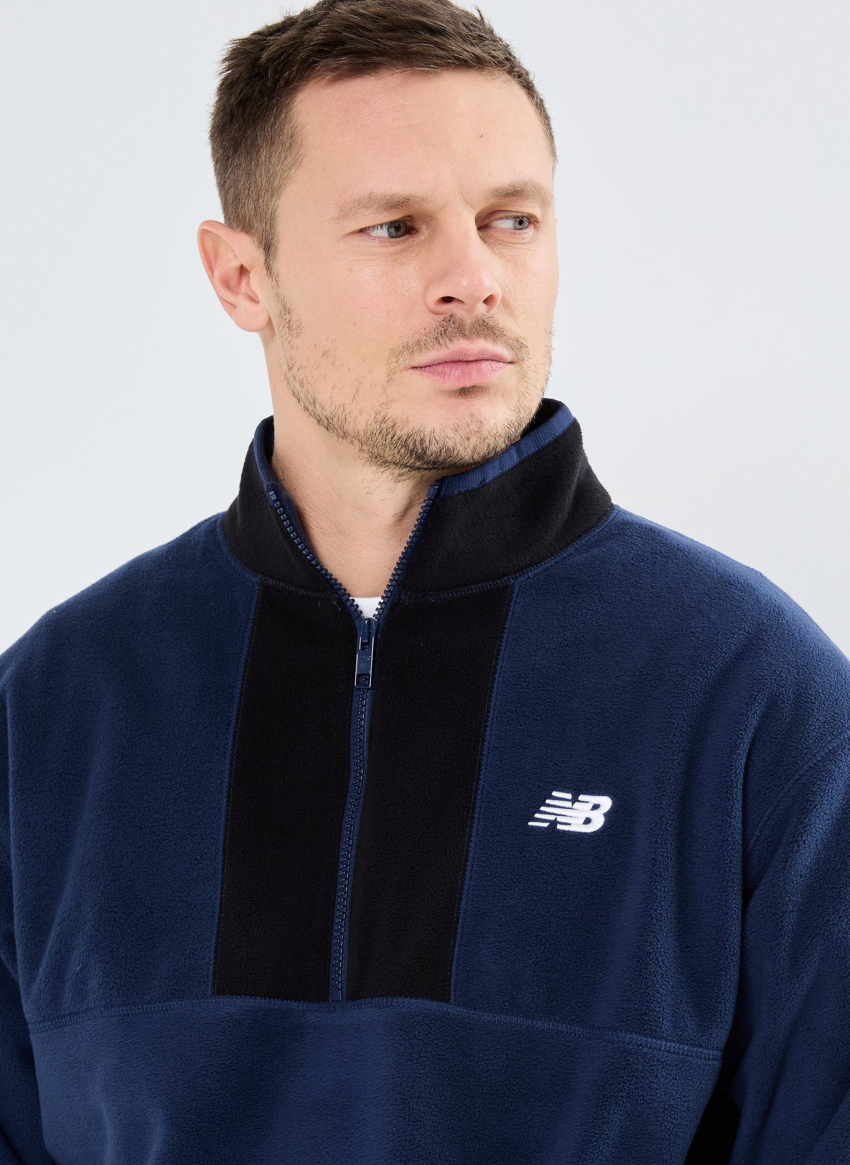 Sweats zippés Polar Fleece 1/2 Zip homme bleu New Balance Sweats zippés Polar Fleece 1/2 Zip homme bleu NB NAVY