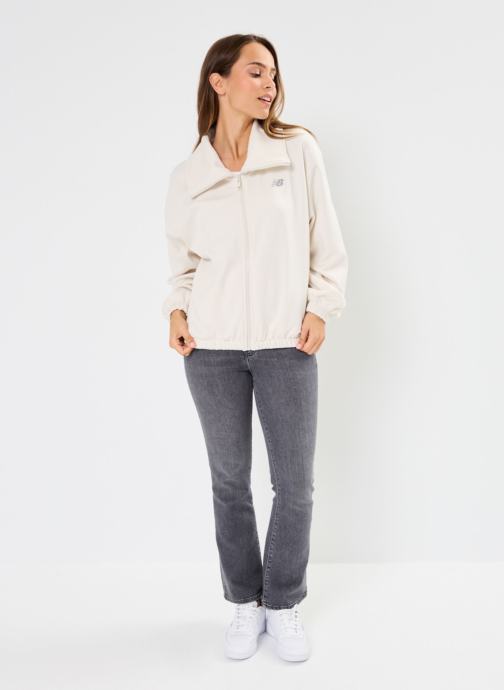 Vestes de survêtement Performance Fleece Full Zip femme beige New Balance Vestes de survêtement Performance Fleece Full Zip femme beige LINEN
