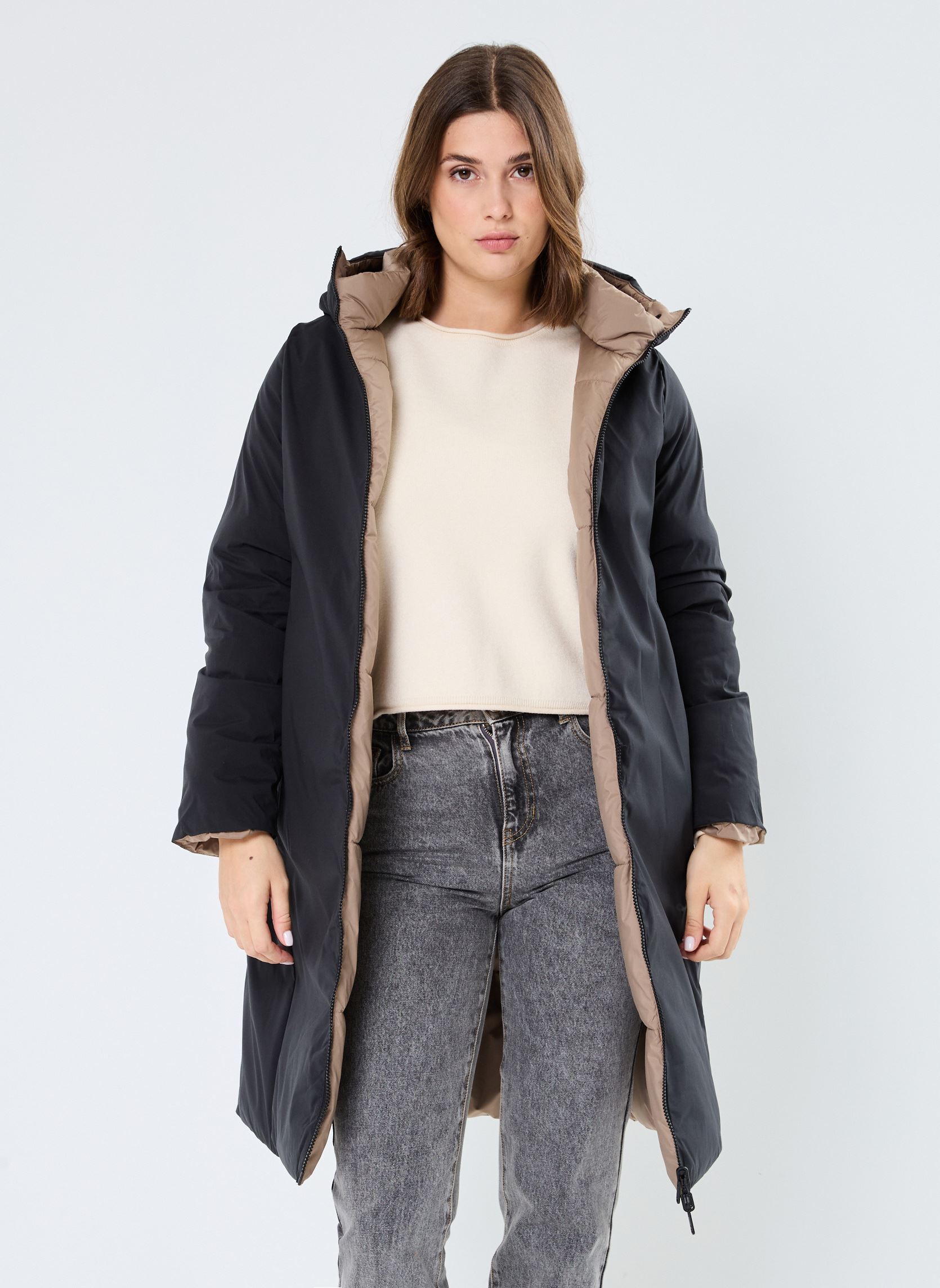 Manteaux BARUALF REVERSIBLE JACKET WOMAN femme marron Ecoalf Manteaux BARUALF REVERSIBLE JACKET WOMAN femme marron Black