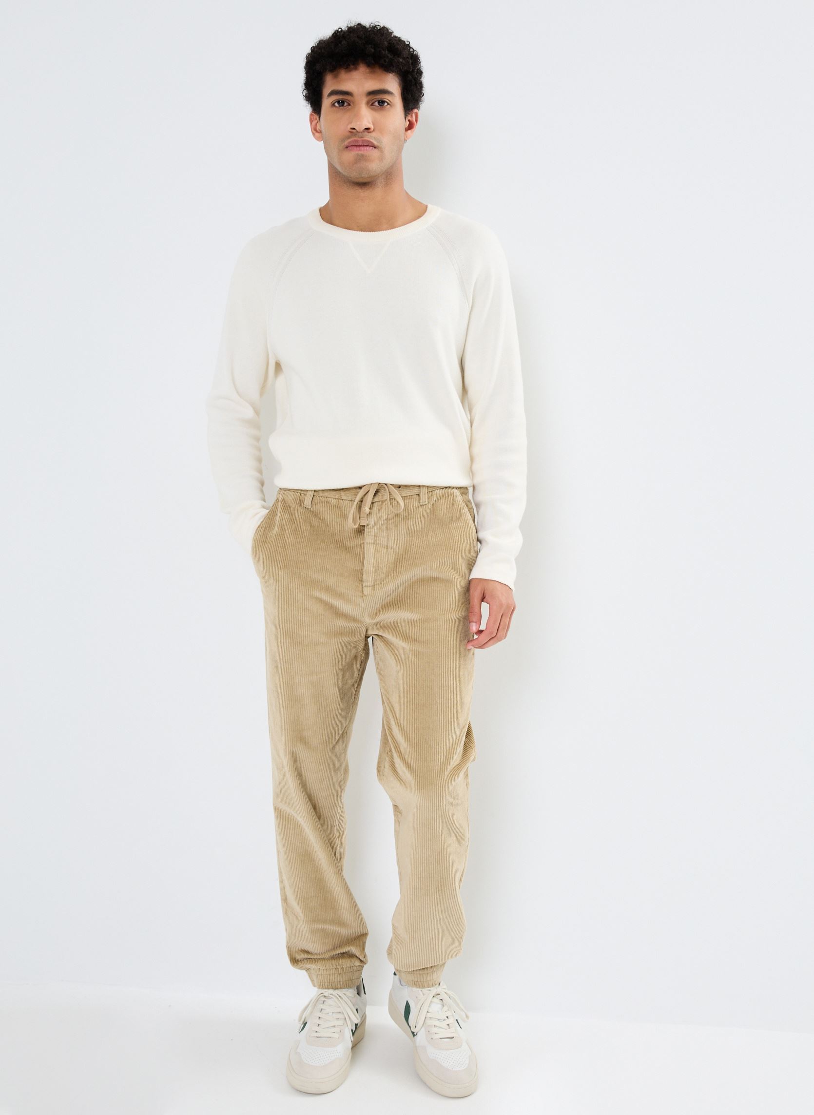 Pantalons chino PEVELOURS velours homme beige Marvin&Co Pantalons chino PEVELOURS velours homme beige Twill