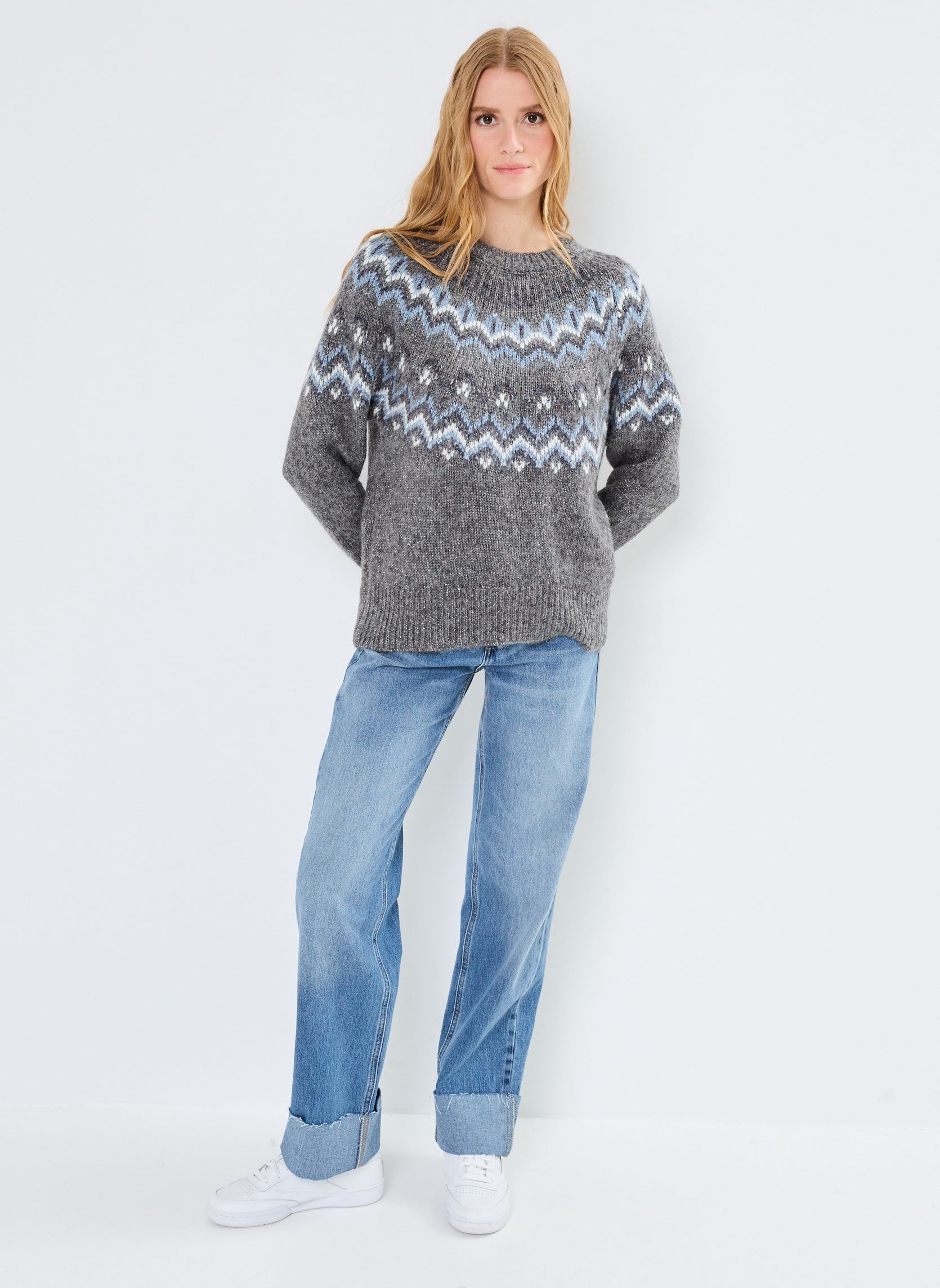 Pullover MJACQUARD damen grau MADE BY Pullover MJACQUARD damen grau IMP_JACQUARDBLEUECRU_GRIS