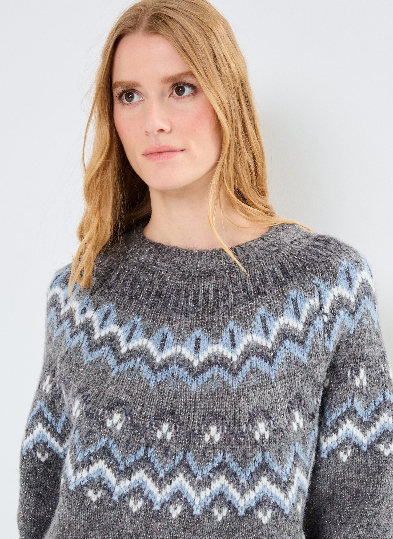 Pullover MJACQUARD damen grau MADE BY Pullover MJACQUARD damen grau IMP_JACQUARDBLEUECRU_GRIS