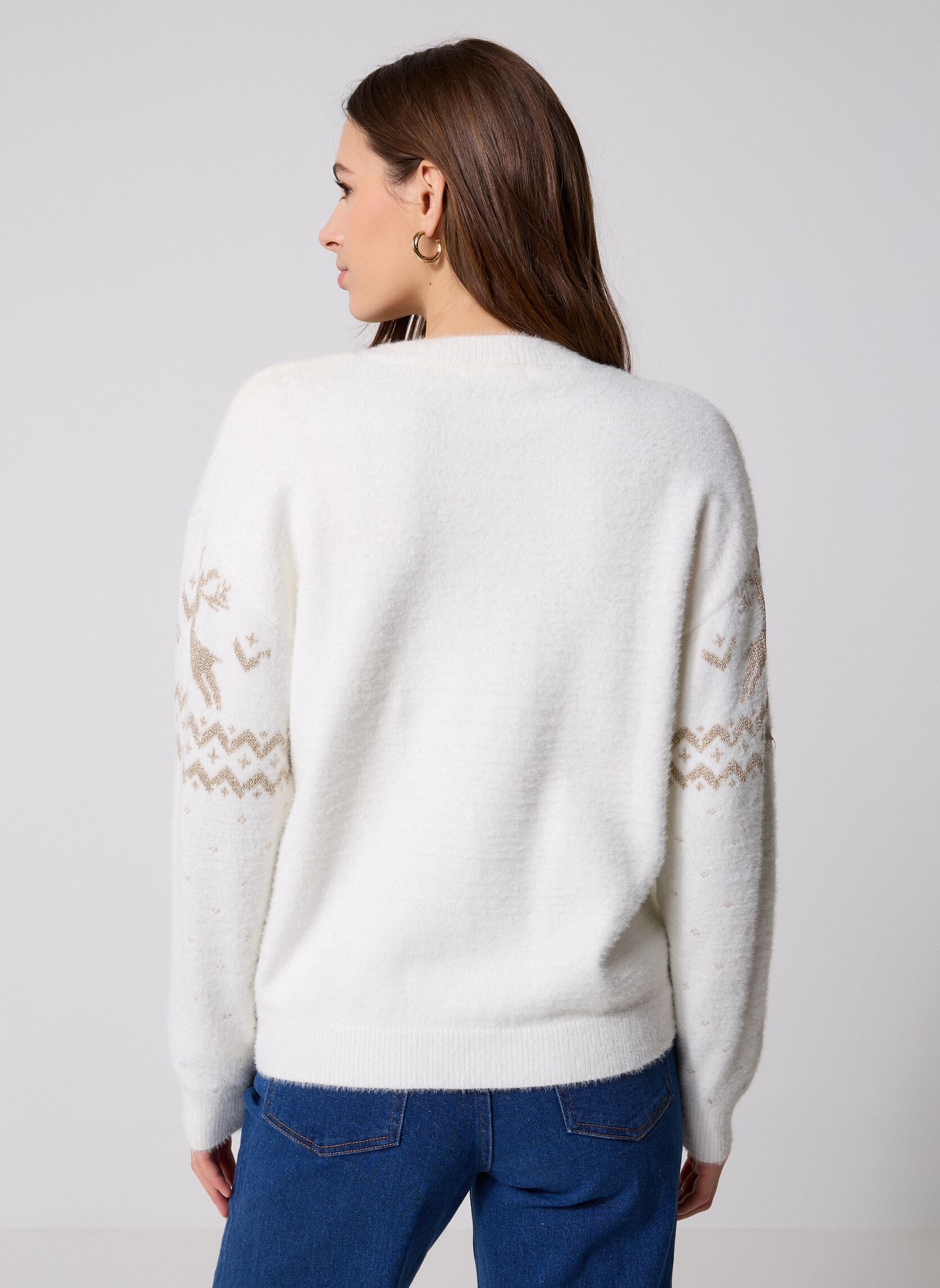 Pullover MONNOEL-CERF noël damen weiß MADE BY Pullover MONNOEL-CERF noël damen weiß Snow white
