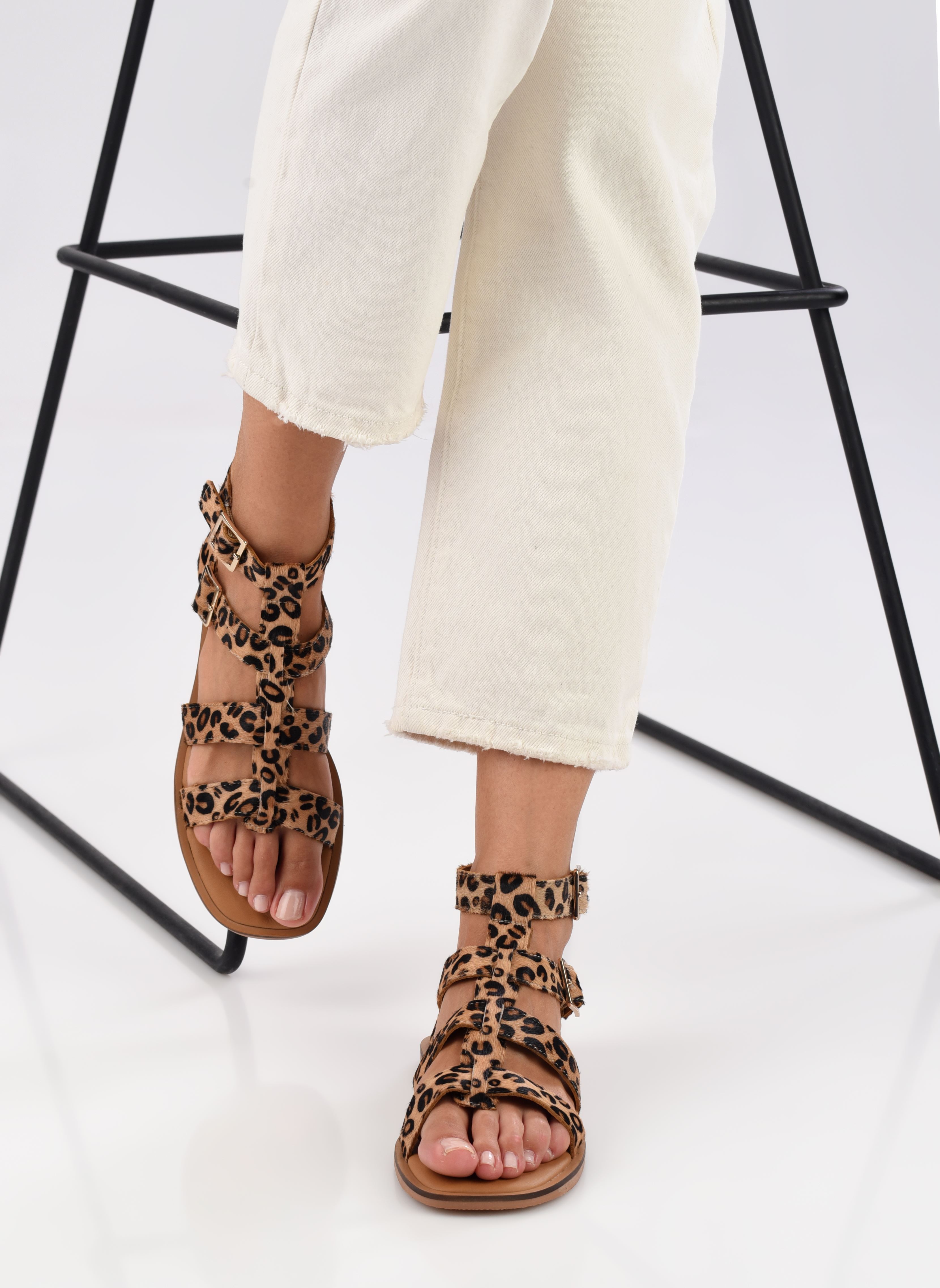 Flache Sandalen Nash damen beige Texto Flache Sandalen Nash damen beige Leopard