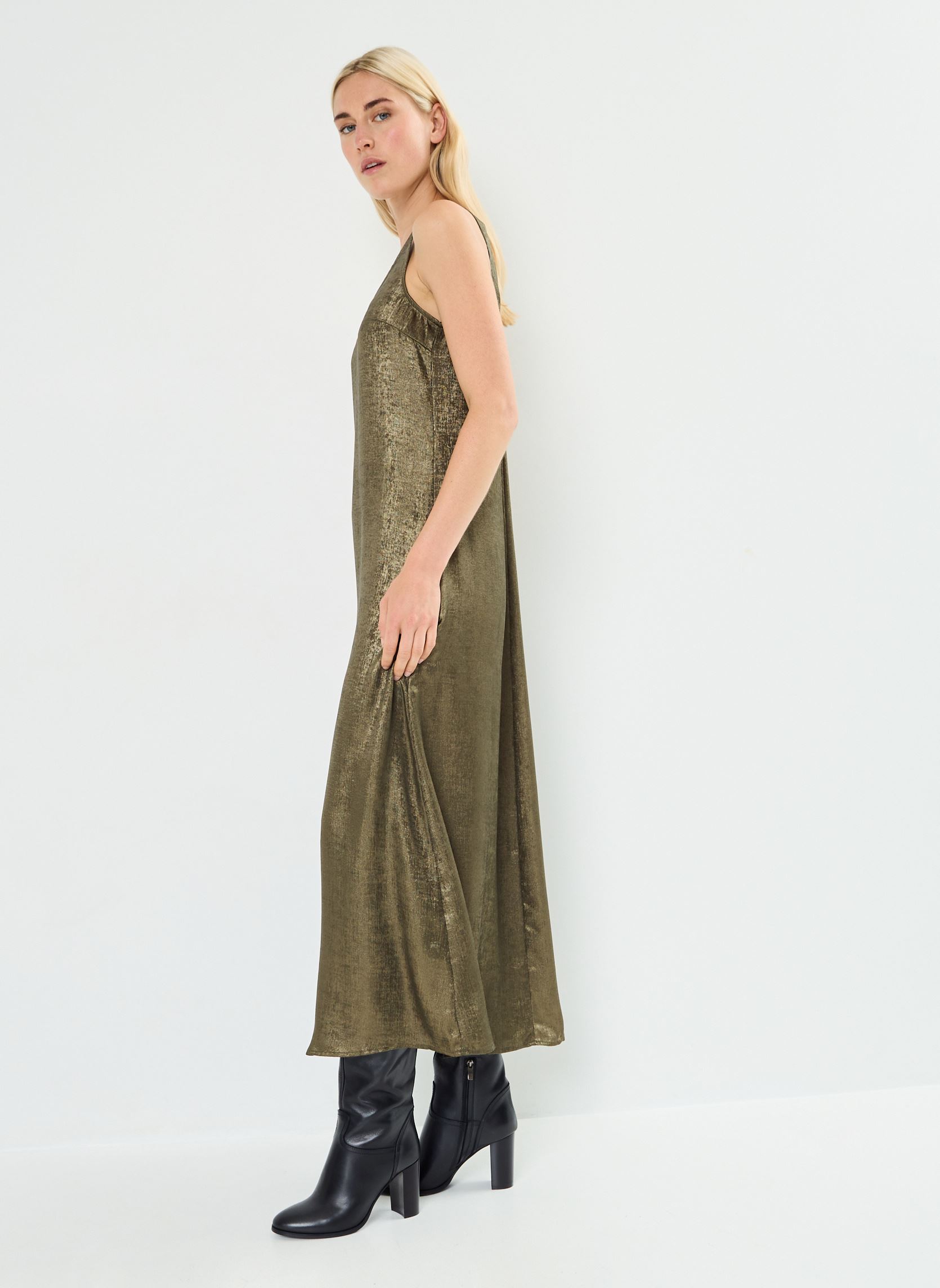 Lange Kleider VIMETALLA V-NECK S/L ANKLE DRESS/C29 damen grün Vila Lange Kleider VIMETALLA V-NECK S/L ANKLE DRESS/C29 damen grün Gothic olive