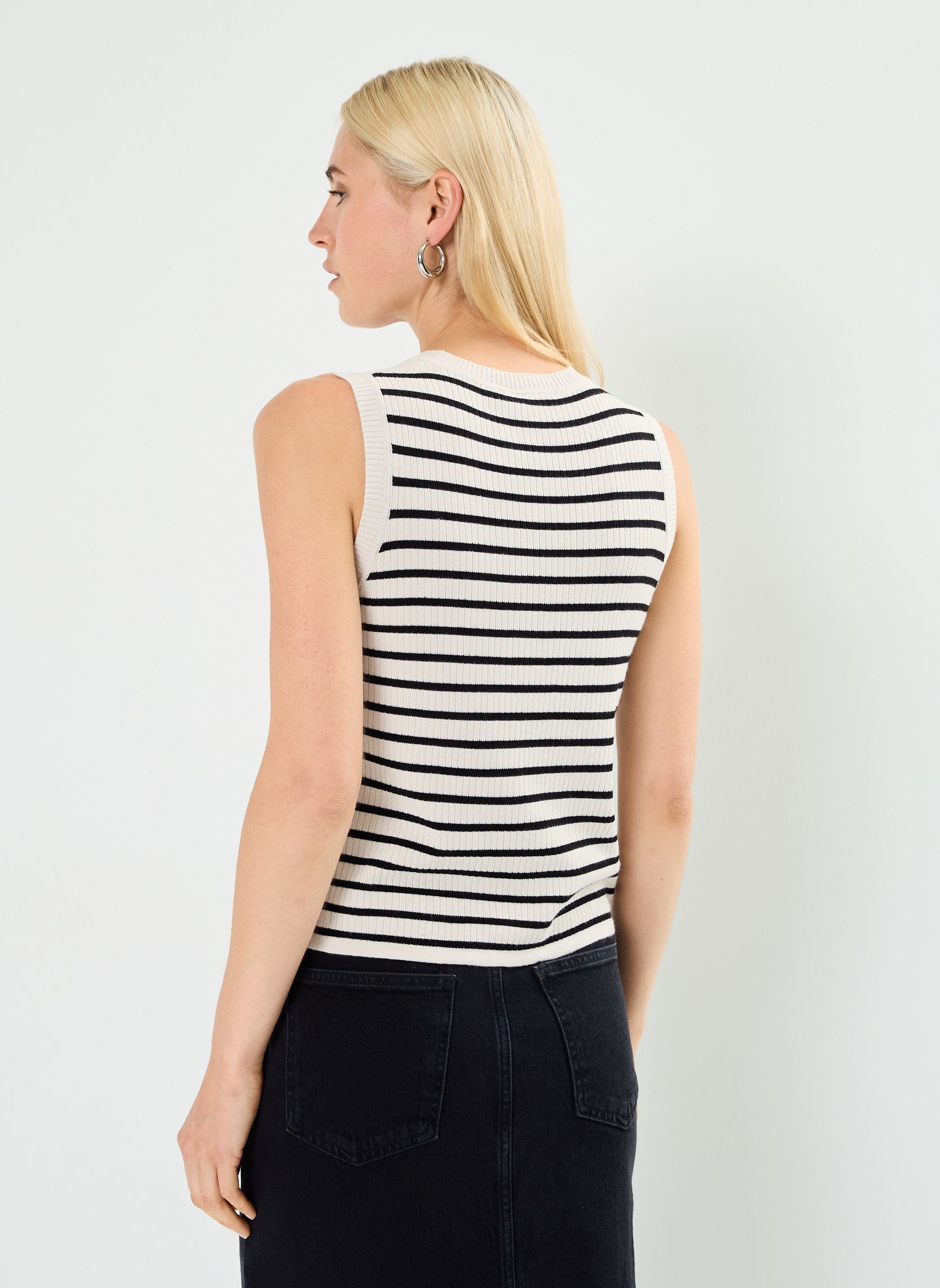 Tops VIZICHA S/S O-NECK STRIPED KNIT TOP femme beige Vila Tops VIZICHA S/S O-NECK STRIPED KNIT TOP femme beige BIRCH