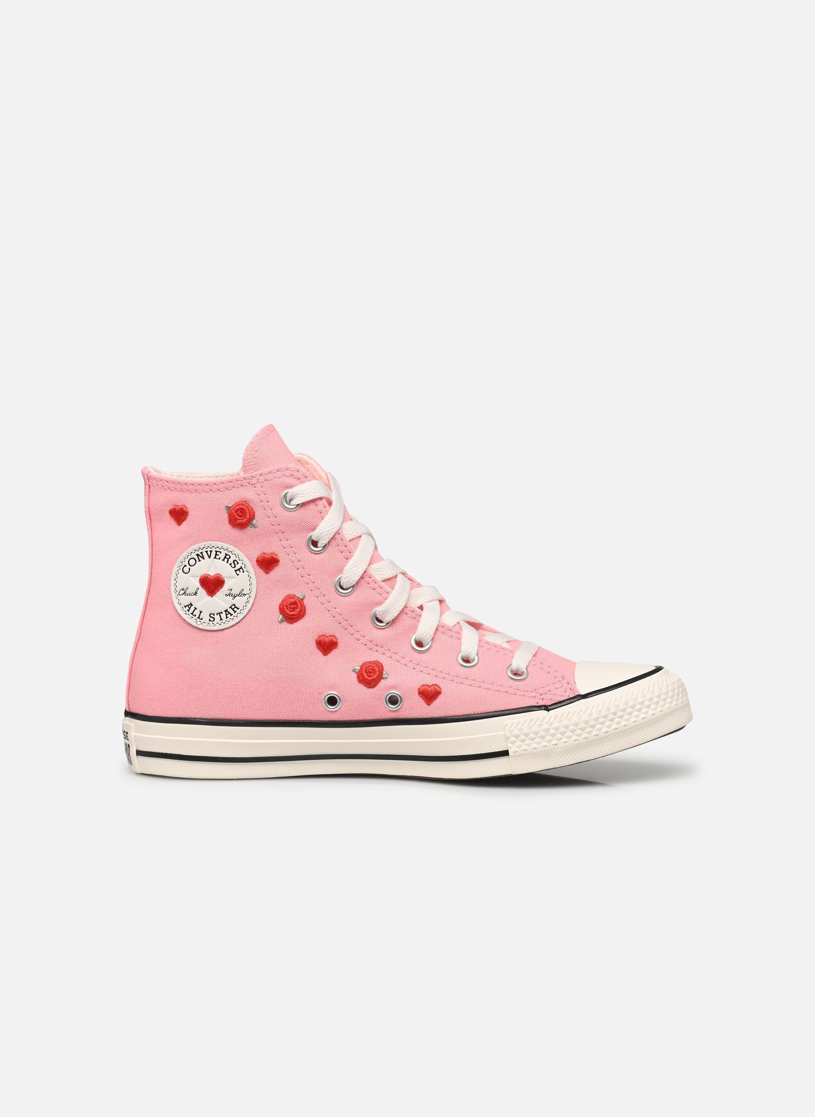 Baskets hautes Chuck Taylor All Star Hi J fille rose Converse Baskets hautes Chuck Taylor All Star Hi J fille rose LT JELLYFISH JITTER/RED/EGRET