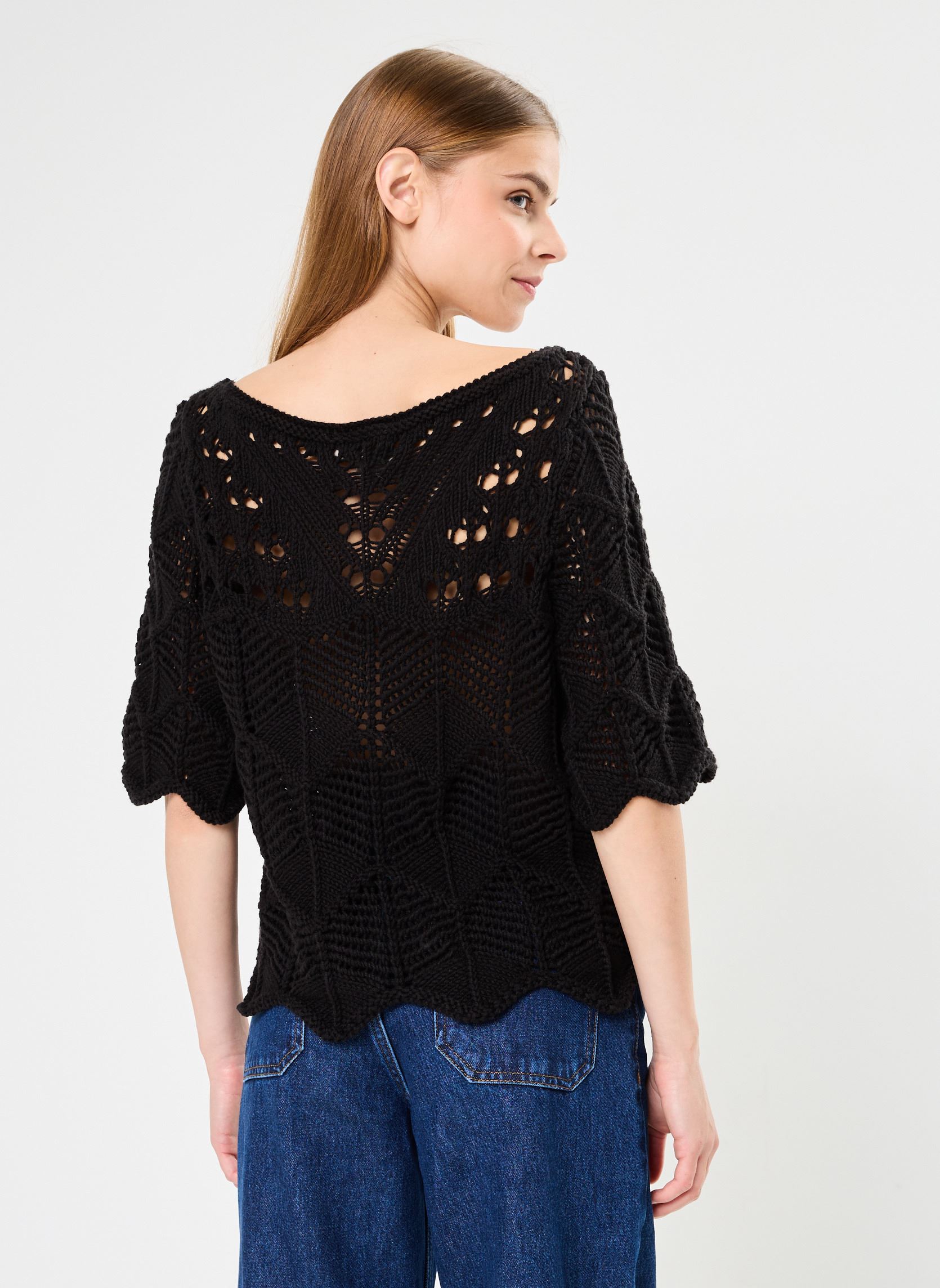 Blusas de manga corta VIASPEN 2/4 O-NECK KNIT/ROU mujer negro Vila Blusas de manga corta VIASPEN 2/4 O-NECK KNIT/ROU mujer negro Meteorite