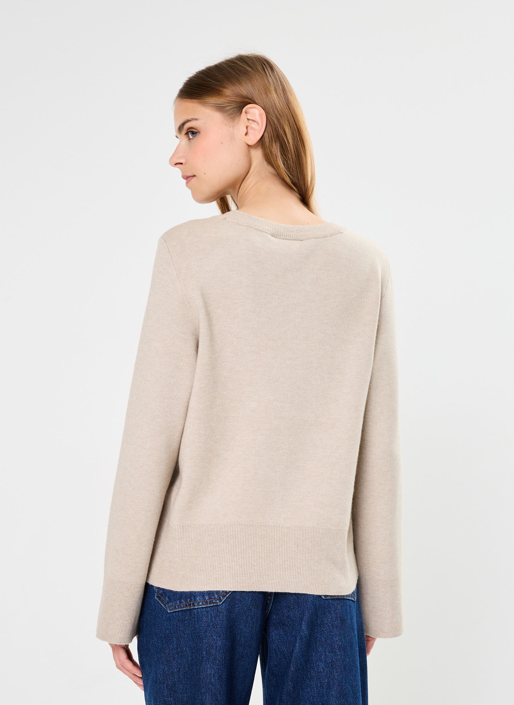 Truien VICASSIE O-NECK L/S KNIT TOP - NOOS dames beige Vila Truien VICASSIE O-NECK L/S KNIT TOP - NOOS dames beige Natural Melange