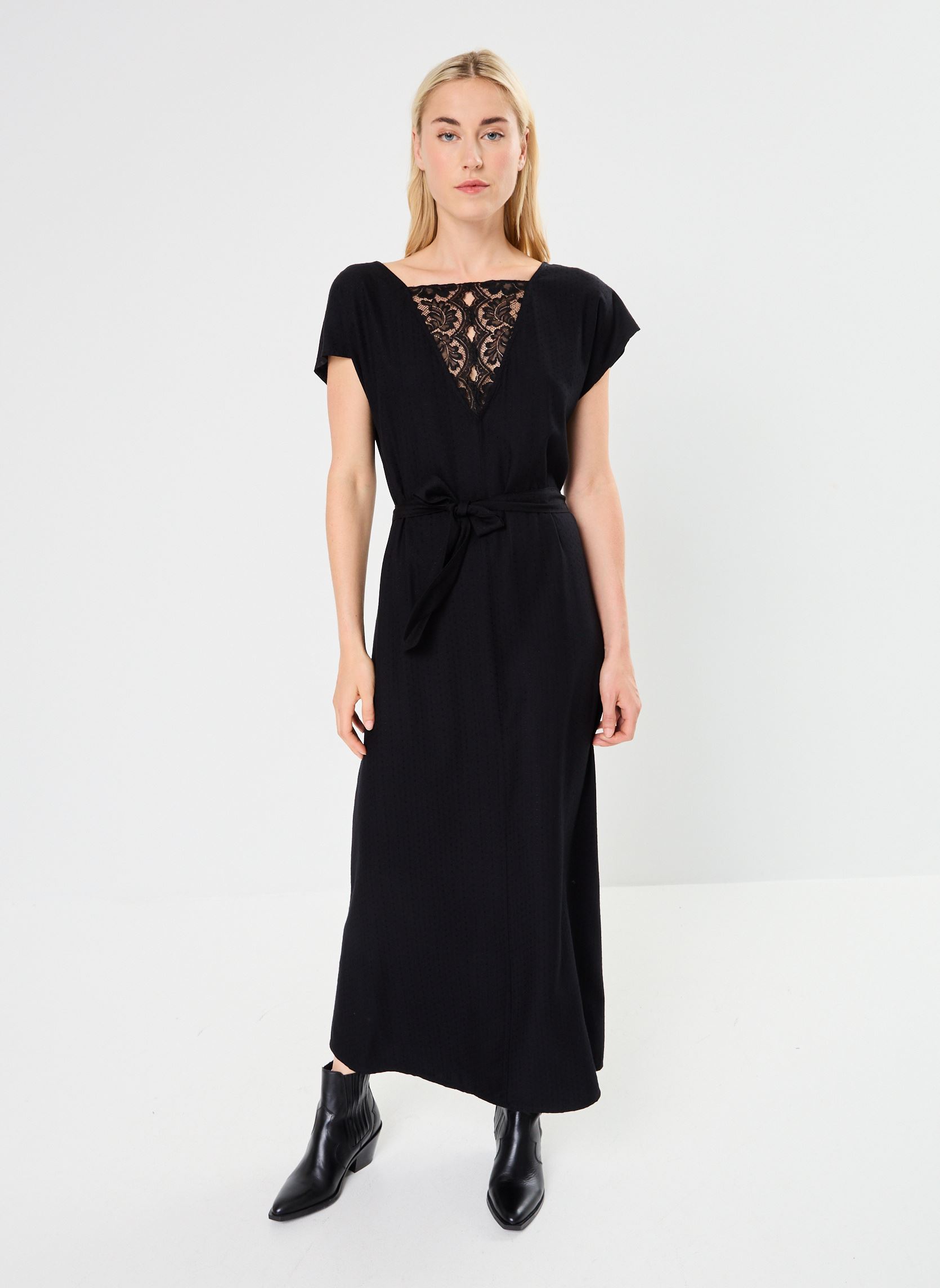 Robes longues VINENSA C/S V-NECK ANKLE DRESS/LS femme noir Vila Robes longues VINENSA C/S V-NECK ANKLE DRESS/LS femme noir Black