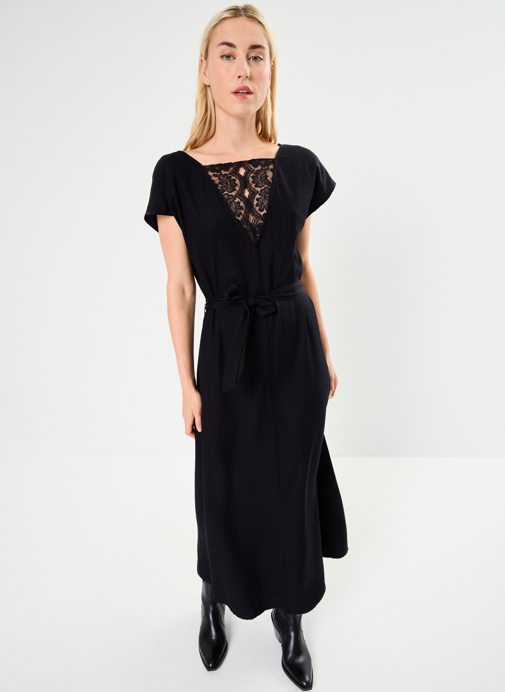 Robes longues VINENSA C/S V-NECK ANKLE DRESS/LS femme noir Vila Robes longues VINENSA C/S V-NECK ANKLE DRESS/LS femme noir Black