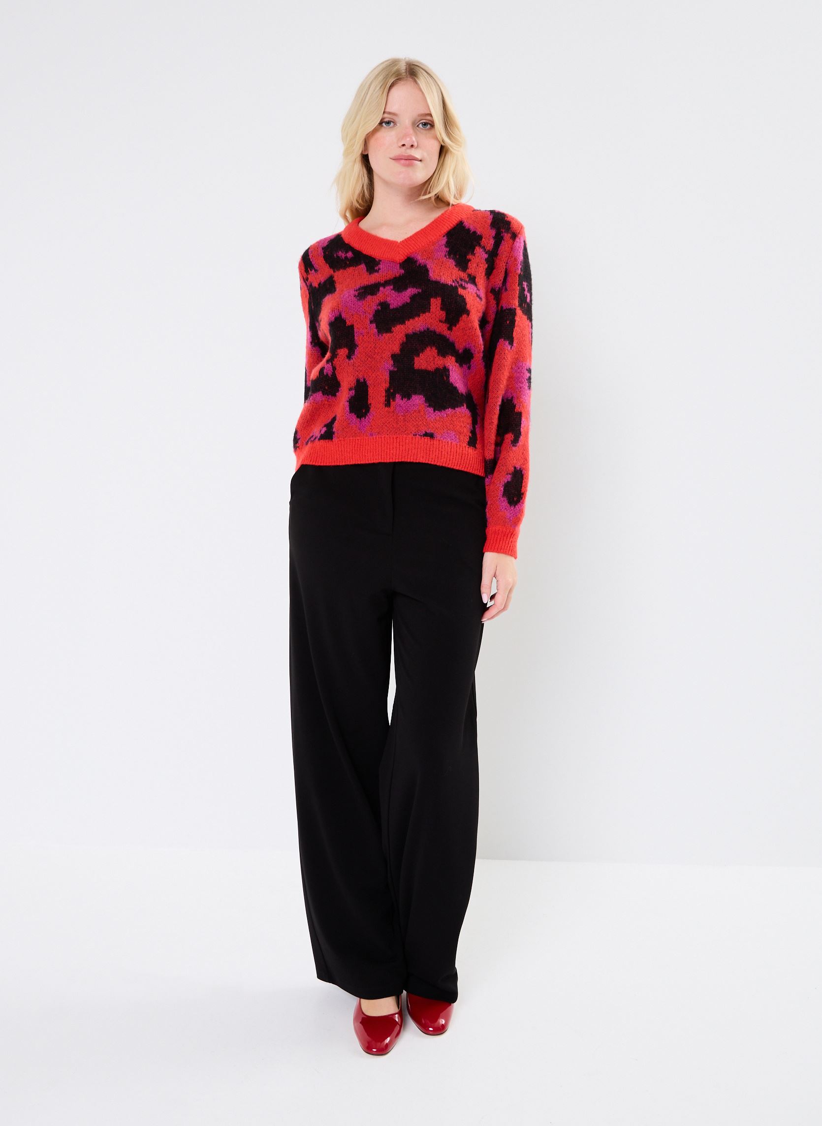 Pullover VICENTA V-NECK LS JACQUARD KNIT TOPR damen mehrfarbig Vila Pullover VICENTA V-NECK LS JACQUARD KNIT TOPR damen mehrfarbig Tomato