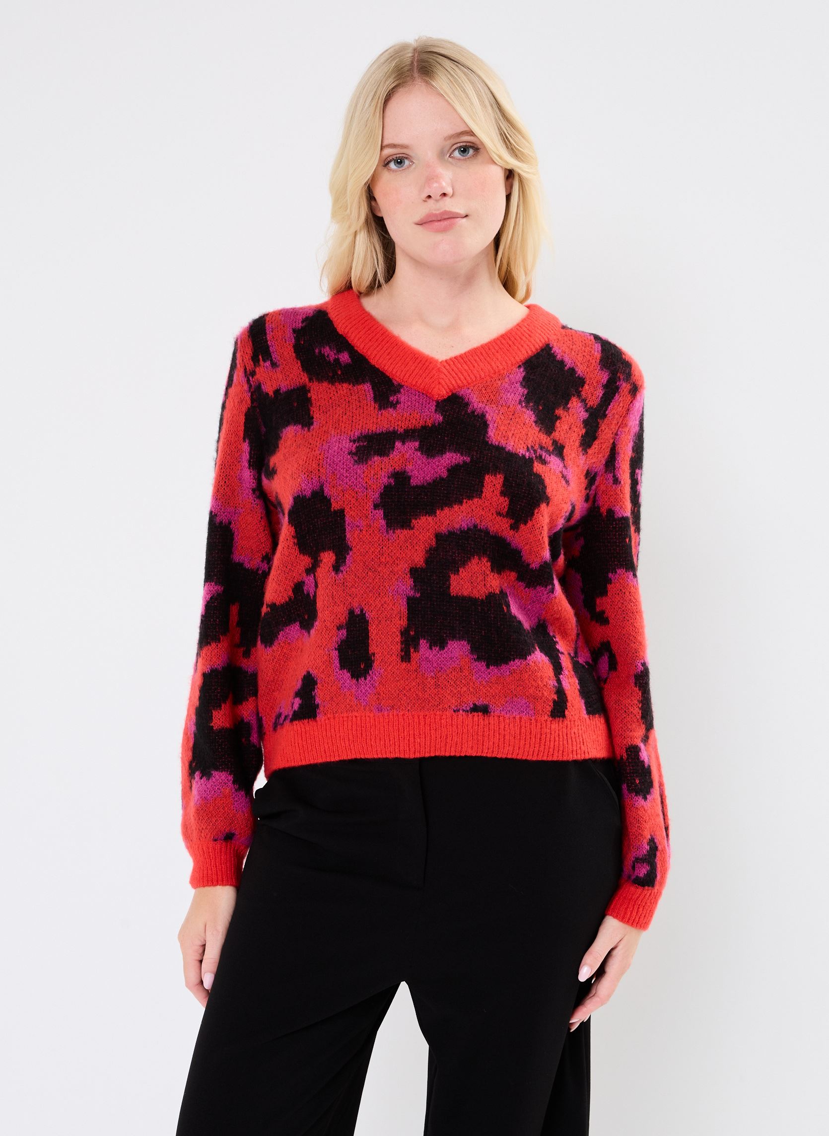 Pullover VICENTA V-NECK LS JACQUARD KNIT TOPR damen mehrfarbig Vila Pullover VICENTA V-NECK LS JACQUARD KNIT TOPR damen mehrfarbig Tomato