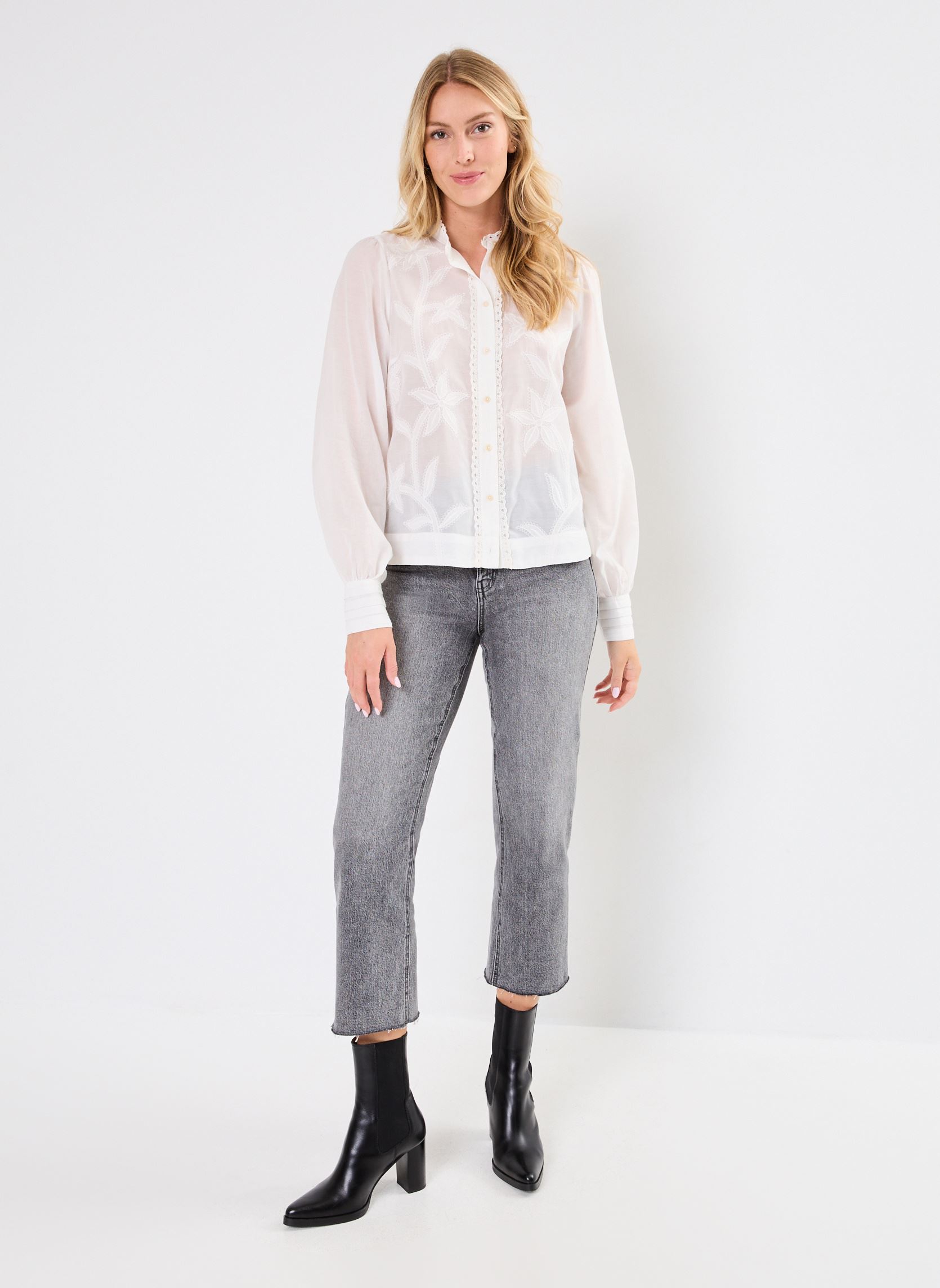 Chemises manches longues VIDACOTA L/S SHIRT/ROU femme blanc Vila Chemises manches longues VIDACOTA L/S SHIRT/ROU femme blanc Cloud Dancer