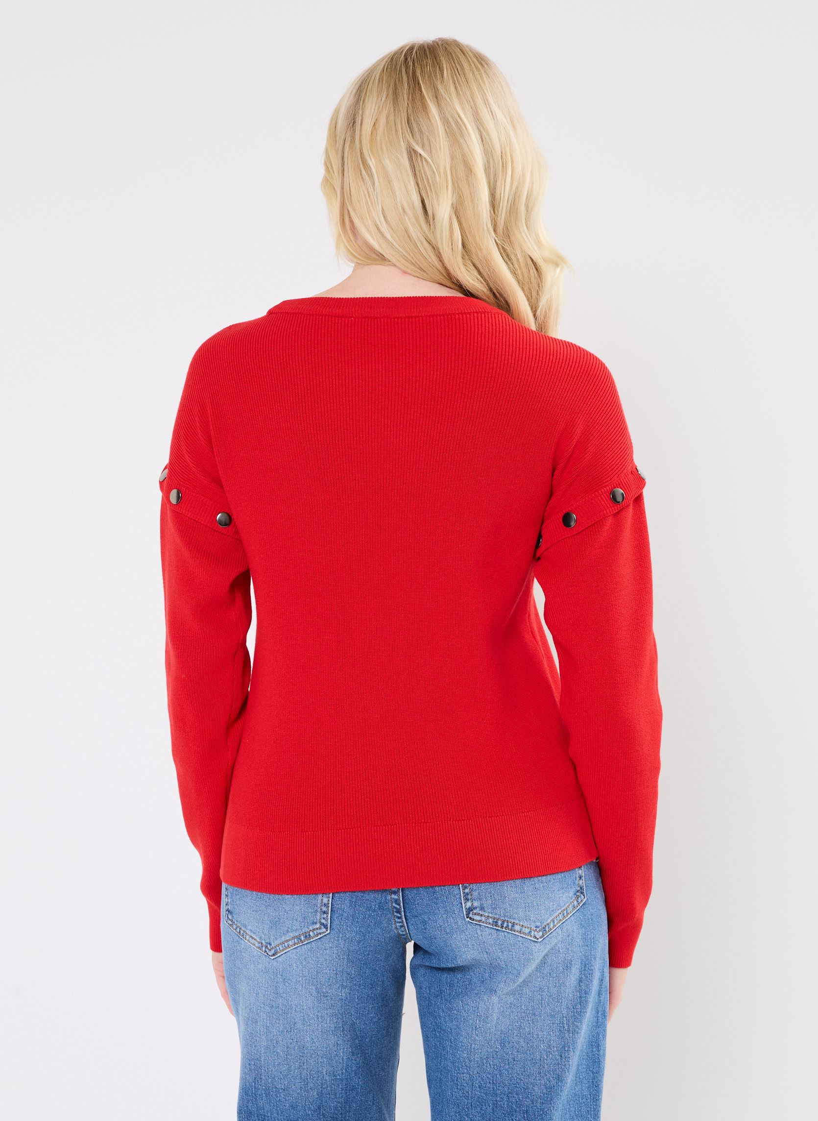 Pullover VIDETACH L/S BUTTON DETAIL KNIT TOP/R damen rot Vila Pullover VIDETACH L/S BUTTON DETAIL KNIT TOP/R damen rot TOMATO