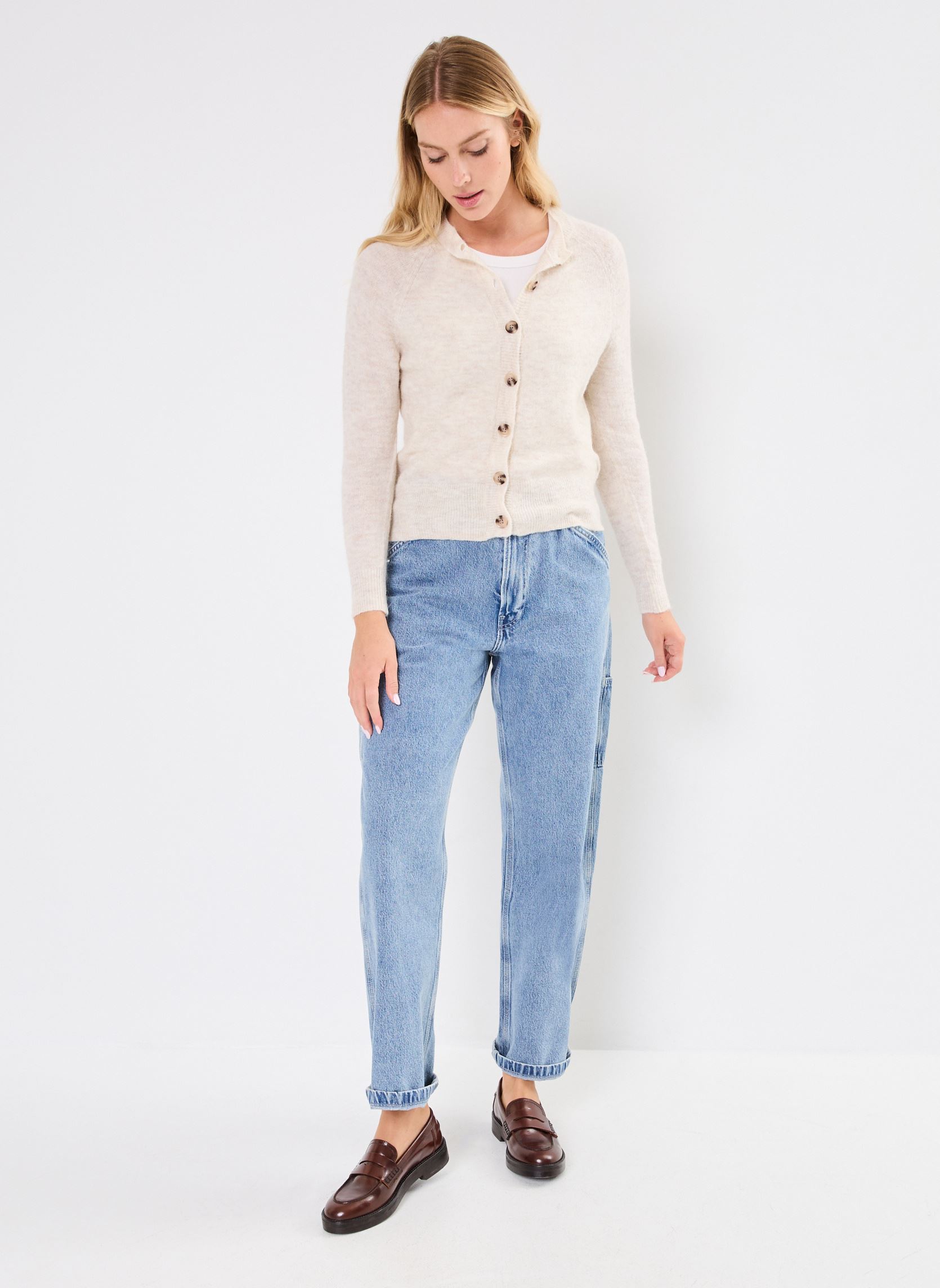 Strickjacken und Westen VIJULAJA O-NECK L/S KNIT CARDIGAN damen beige Vila Strickjacken und Westen VIJULAJA O-NECK L/S KNIT CARDIGAN damen beige Super Light Natural Melan