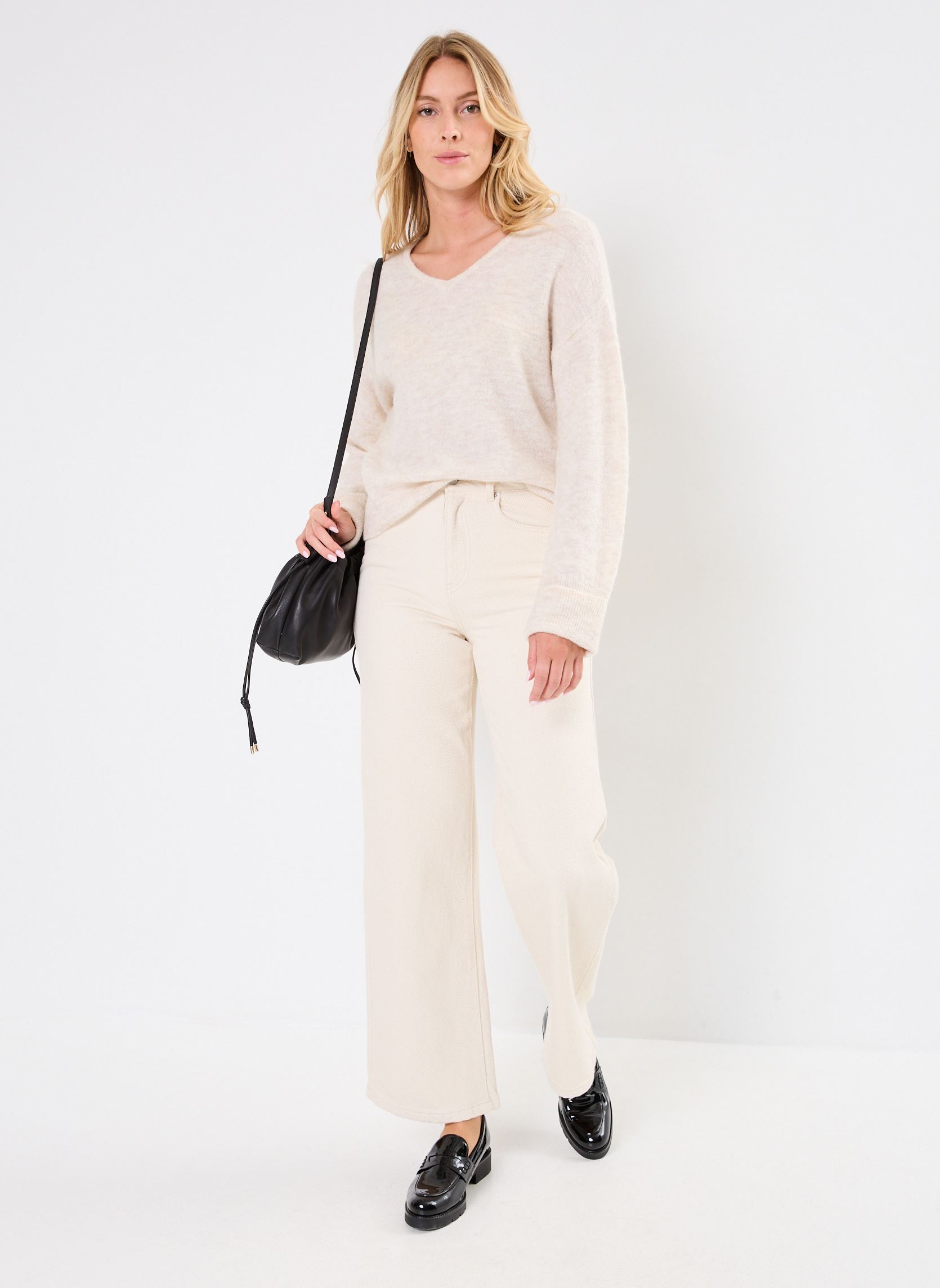 Pullover VIJULAJA V-NECK REV L/S CUFF TOP damen beige Vila Pullover VIJULAJA V-NECK REV L/S CUFF TOP damen beige Super Light Natural Melan