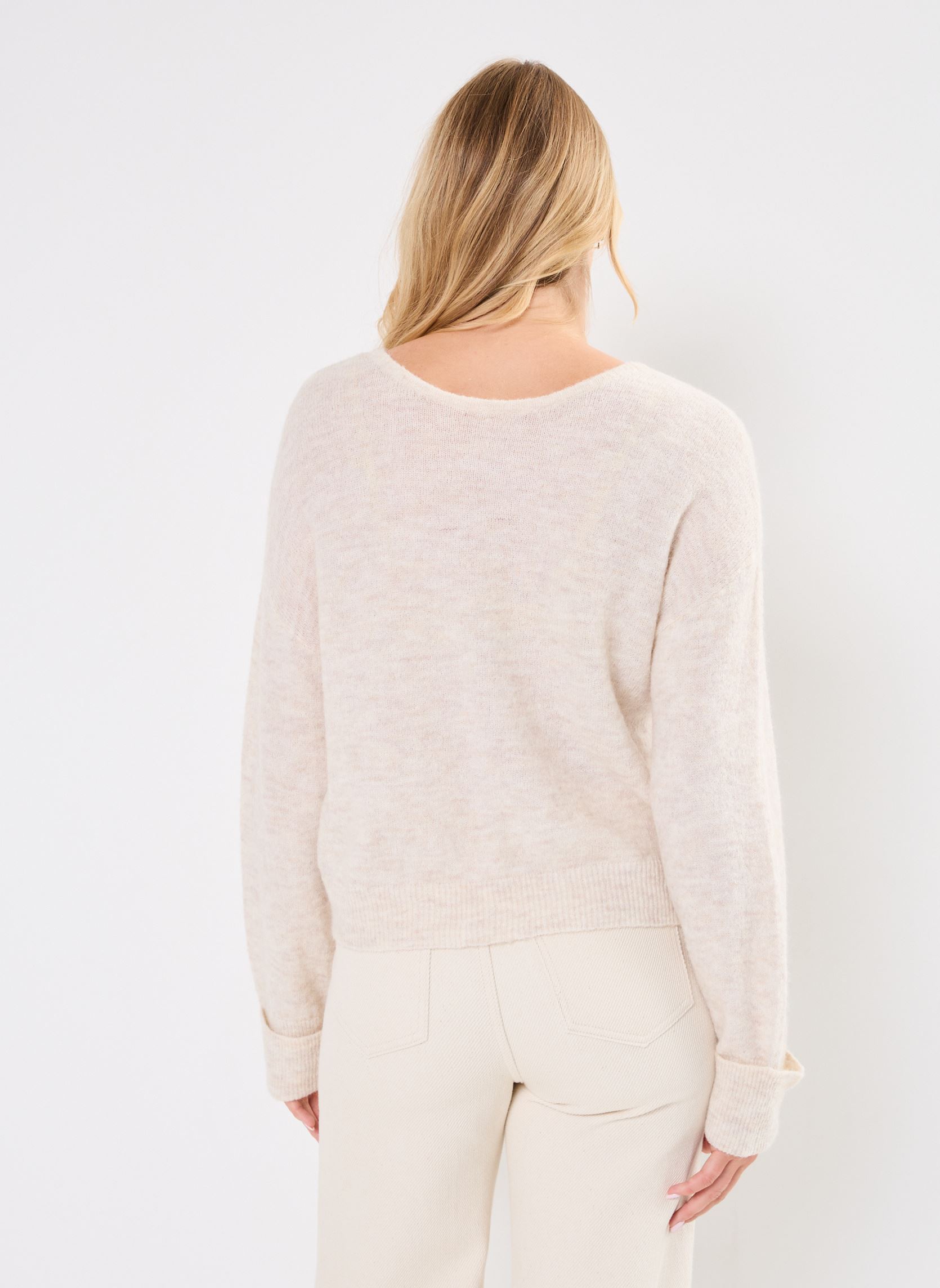 Pullover VIJULAJA V-NECK REV L/S CUFF TOP damen beige Vila Pullover VIJULAJA V-NECK REV L/S CUFF TOP damen beige Super Light Natural Melan