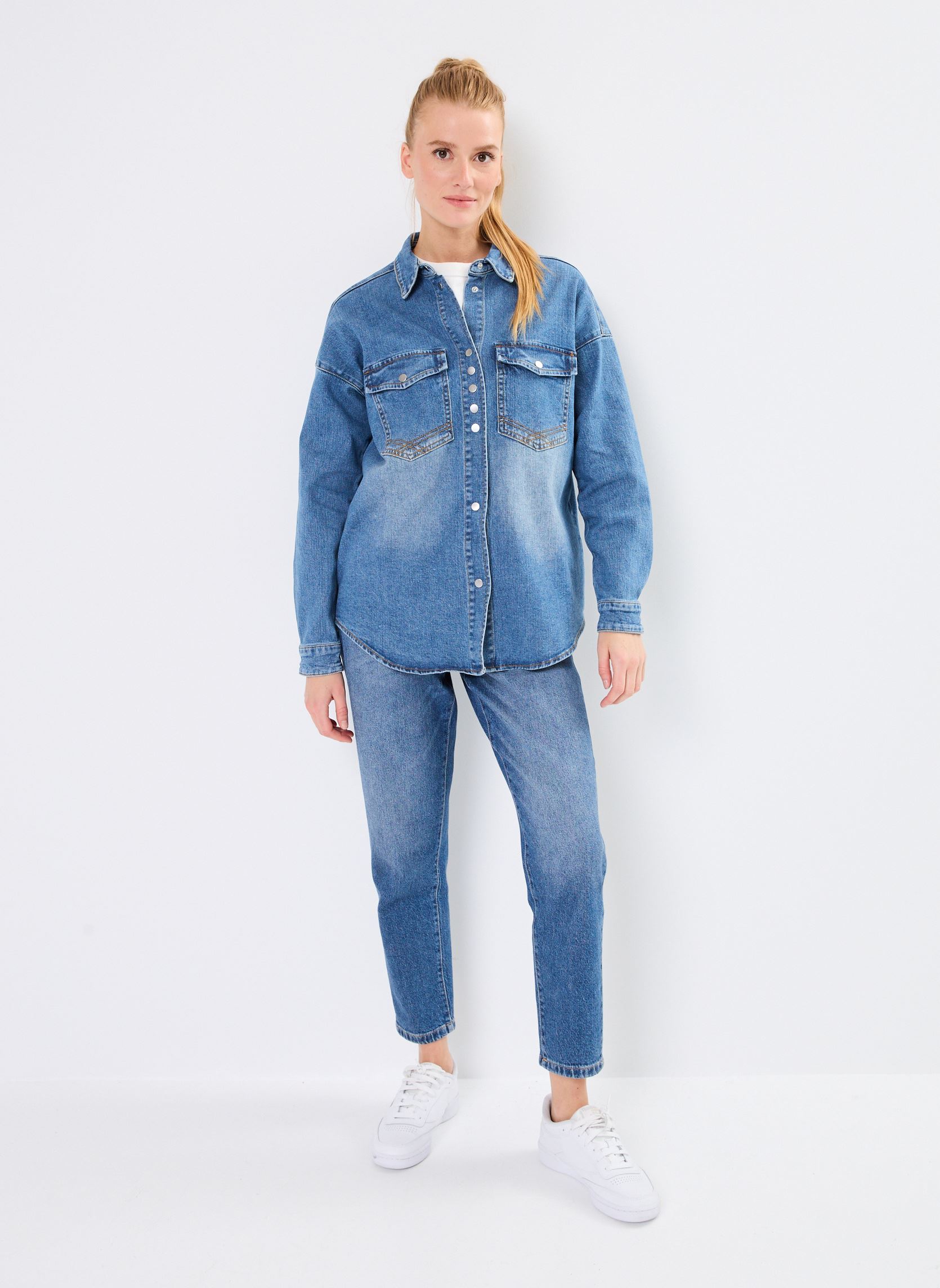 Lange mouw overhemden VILORIE L/S DENIM SHIRT/C29 dames blauw Vila Lange mouw overhemden VILORIE L/S DENIM SHIRT/C29 dames blauw Medium Blue Denim