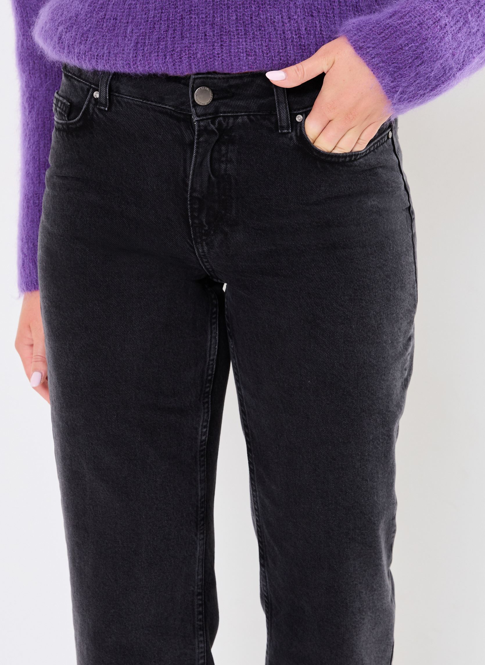 Wijde jeans / Flared Jeans VIMARIA LW STRAIGHT JEANS BLK OA 52967/R dames zwart Vila Wijde jeans / Flared Jeans VIMARIA LW STRAIGHT JEANS BLK OA 52967/R dames zwart Black Denim