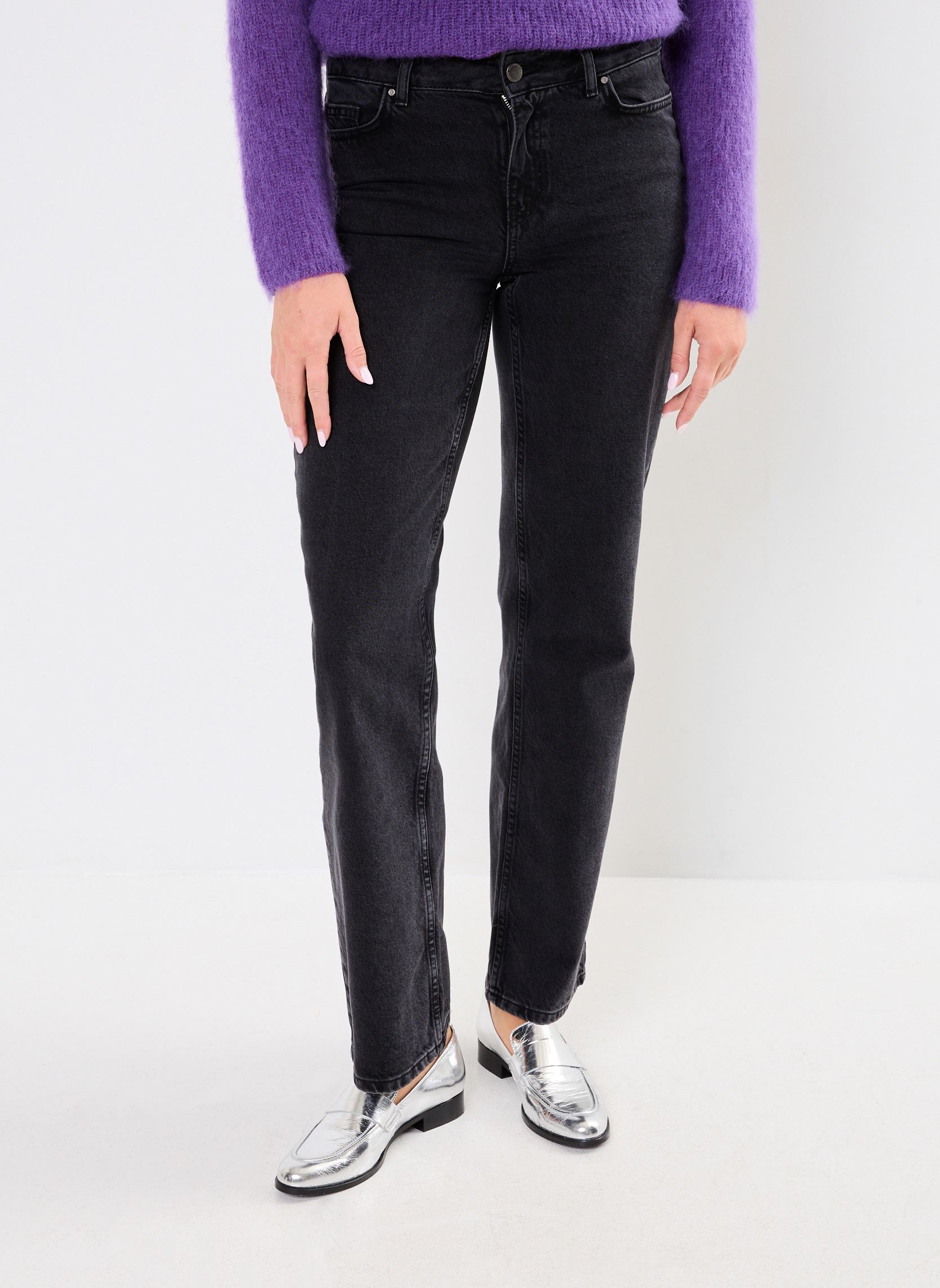 Wijde jeans / Flared Jeans VIMARIA LW STRAIGHT JEANS BLK OA 52967/R dames zwart Vila Wijde jeans / Flared Jeans VIMARIA LW STRAIGHT JEANS BLK OA 52967/R dames zwart Black Denim