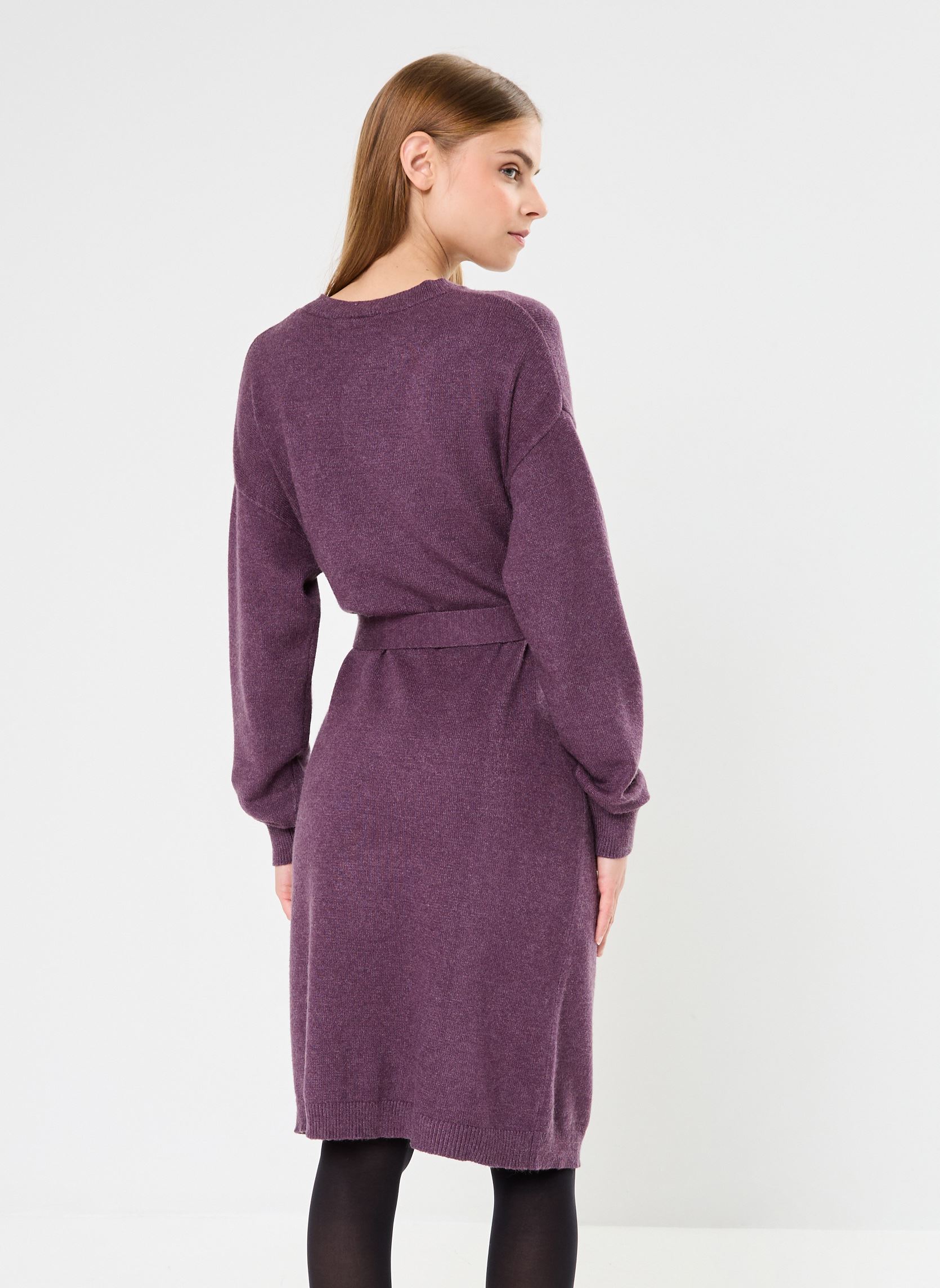Robes VIRIL O-NECK L/S BELT KNIT DRESS - NOOS femme violet Vila Robes VIRIL O-NECK L/S BELT KNIT DRESS - NOOS femme violet Plum Perfect