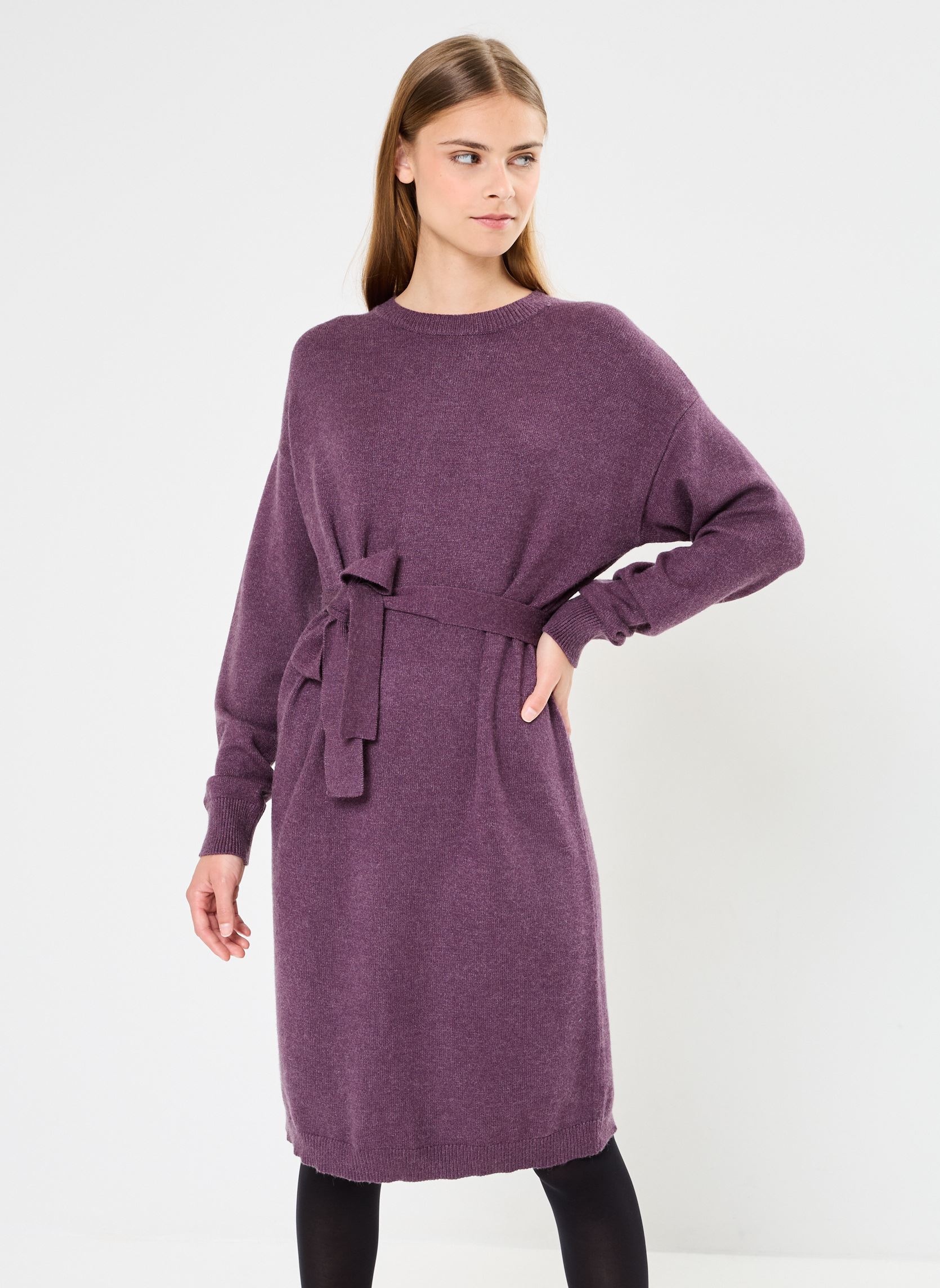 Robes VIRIL O-NECK L/S BELT KNIT DRESS - NOOS femme violet Vila Robes VIRIL O-NECK L/S BELT KNIT DRESS - NOOS femme violet Plum Perfect