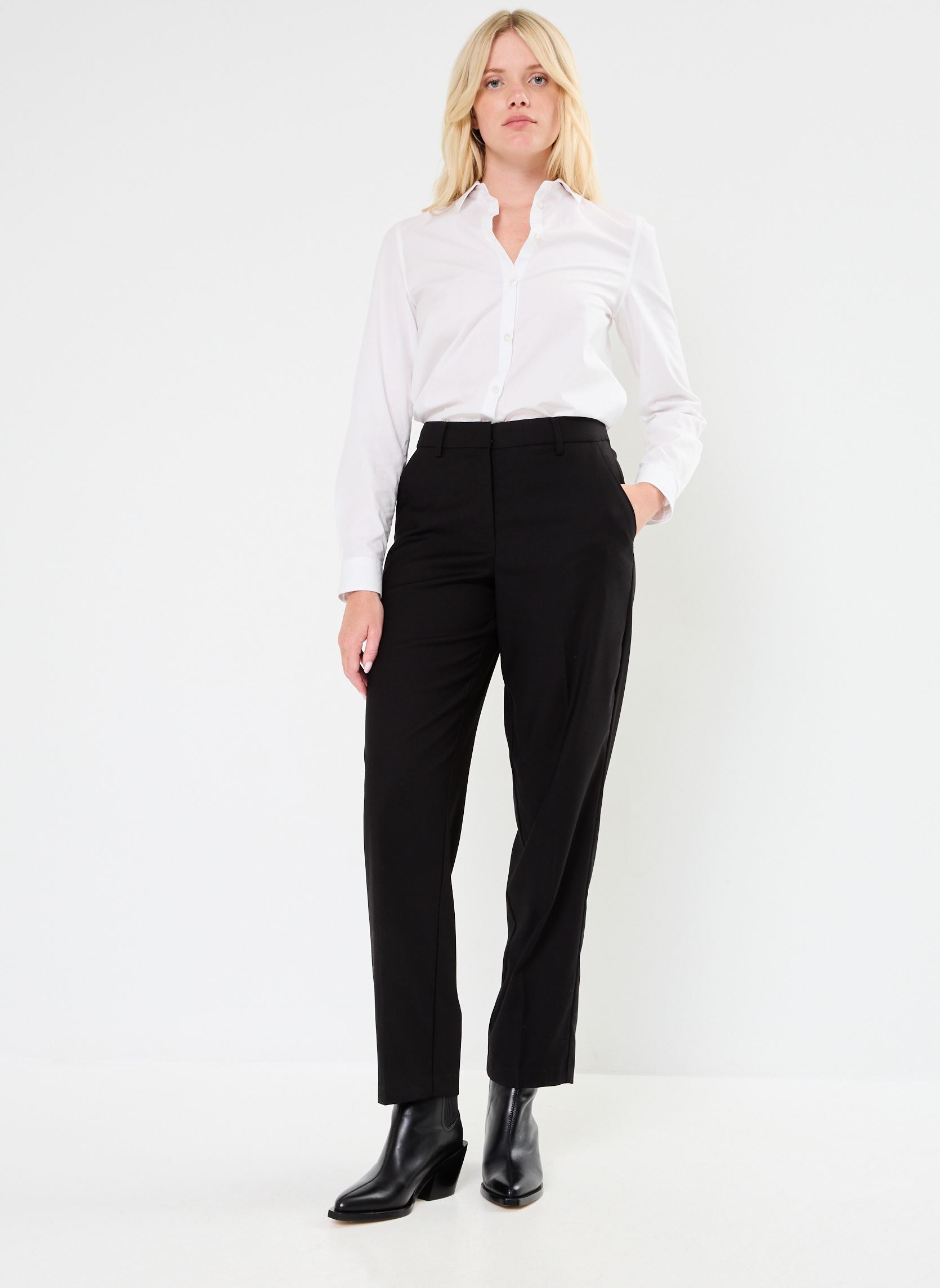 Rechte broeken VISARINAS RW TAPERED TROUSER/ROU dames zwart Vila Rechte broeken VISARINAS RW TAPERED TROUSER/ROU dames zwart METEORITE