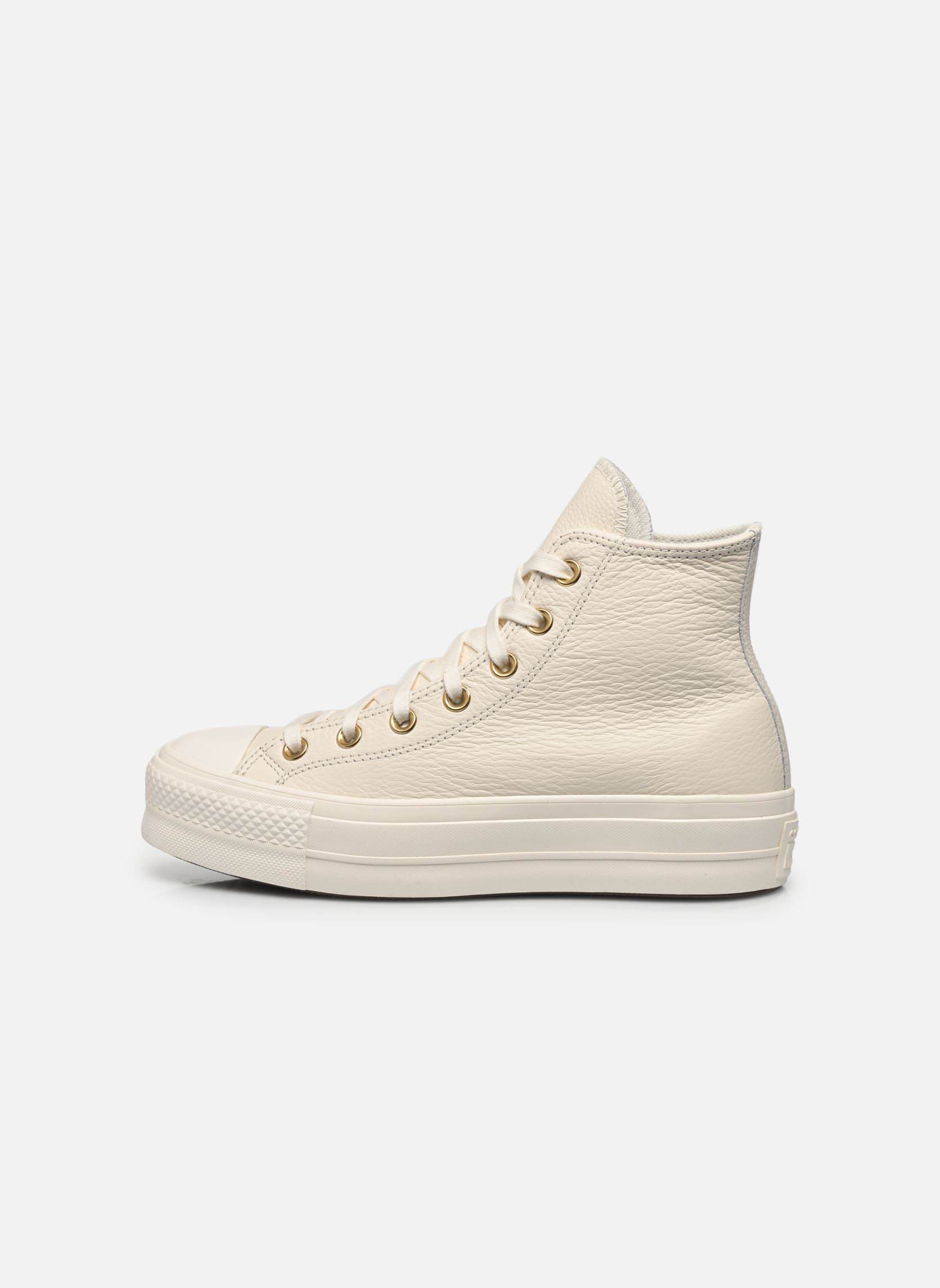 Baskets Chuck Taylor All Star Lift Leather Hi femme blanc Converse Baskets Chuck Taylor All Star Lift Leather Hi femme blanc EGRET/EGRET/GOLD
