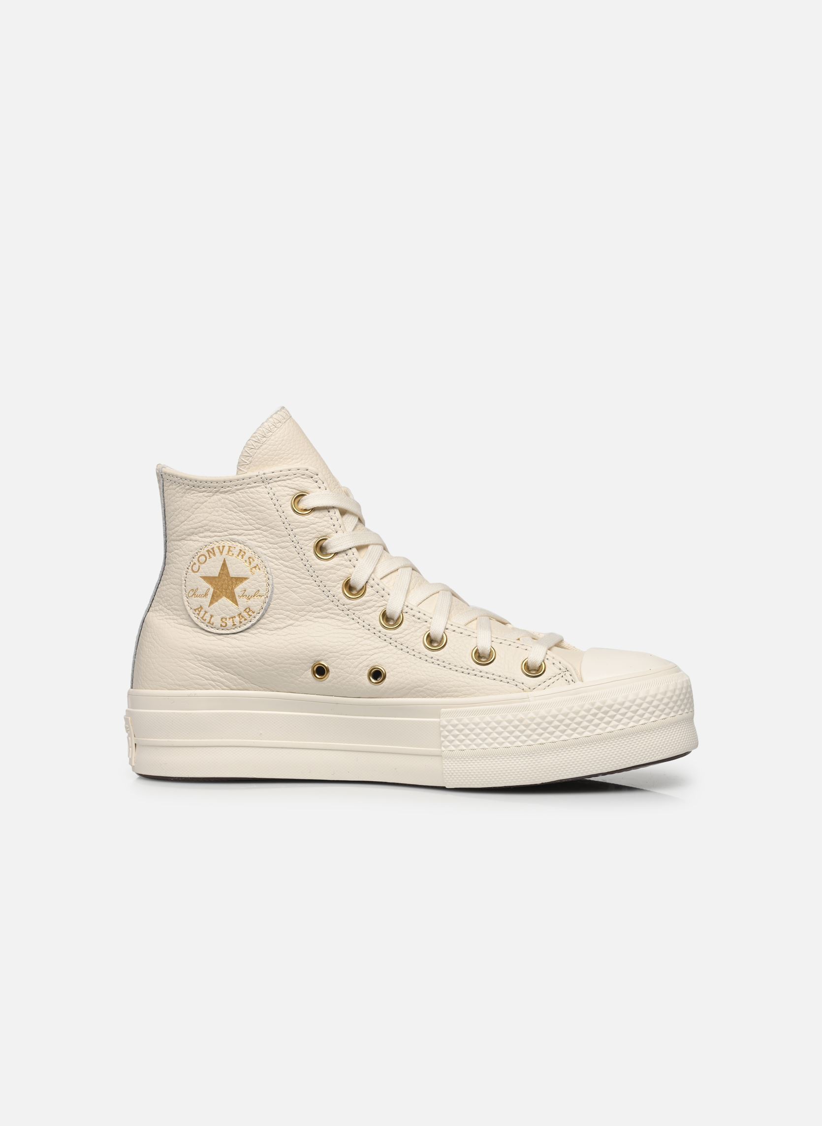 Baskets Chuck Taylor All Star Lift Leather Hi femme blanc Converse Baskets Chuck Taylor All Star Lift Leather Hi femme blanc EGRET/EGRET/GOLD