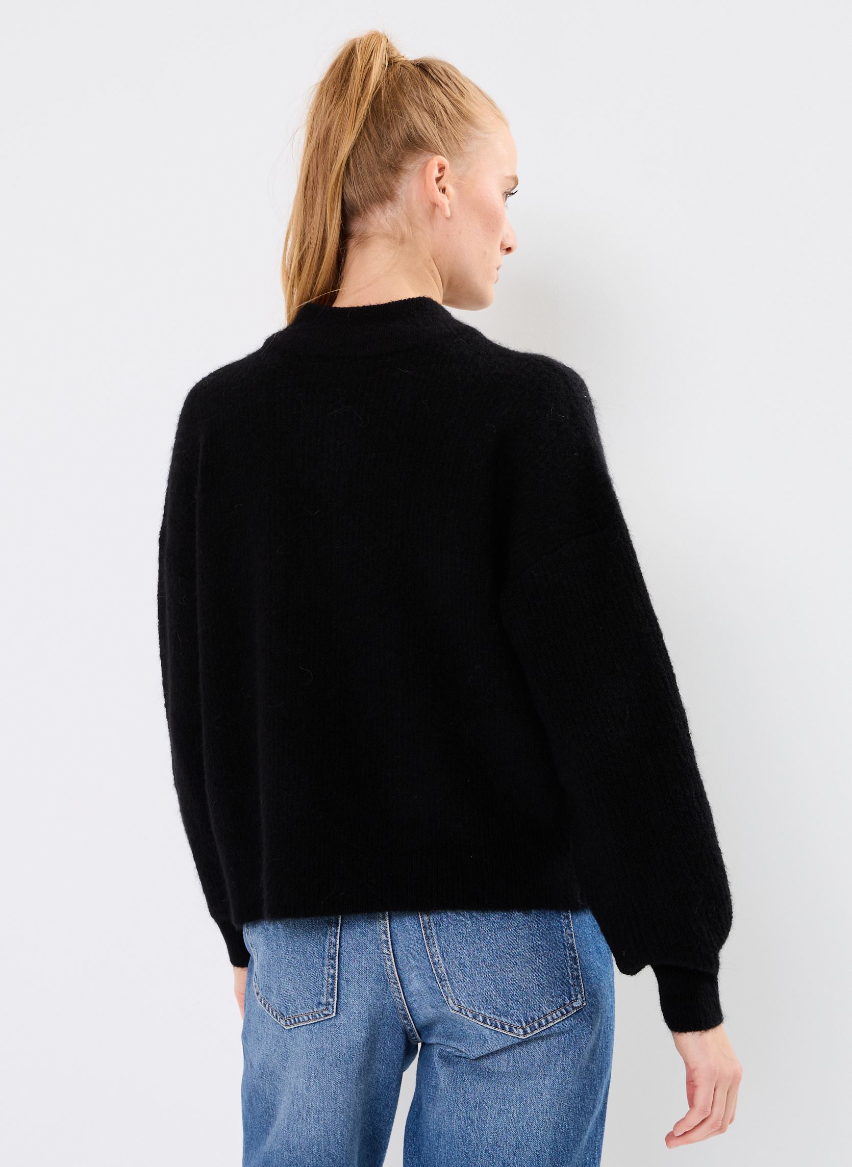 Pullover VIALVA HIGHNECK L/S BUTTON KNIT TOP/R damen schwarz Vila Pullover VIALVA HIGHNECK L/S BUTTON KNIT TOP/R damen schwarz Black Beauty