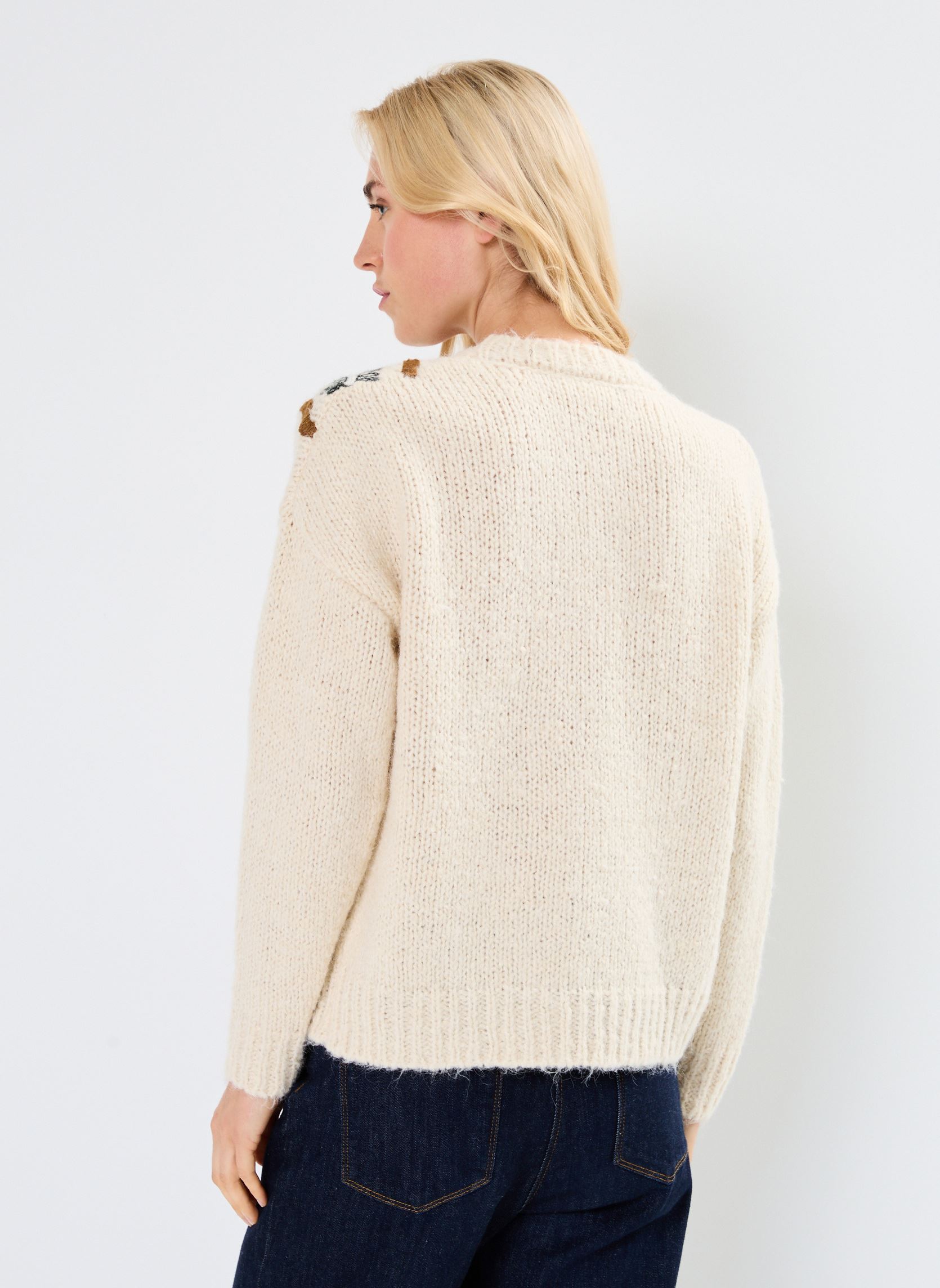 Pullover VIBRIDA O-NECK L/S EMBROIDERY KNIT TOP damen beige Vila Pullover VIBRIDA O-NECK L/S EMBROIDERY KNIT TOP damen beige BIRCH