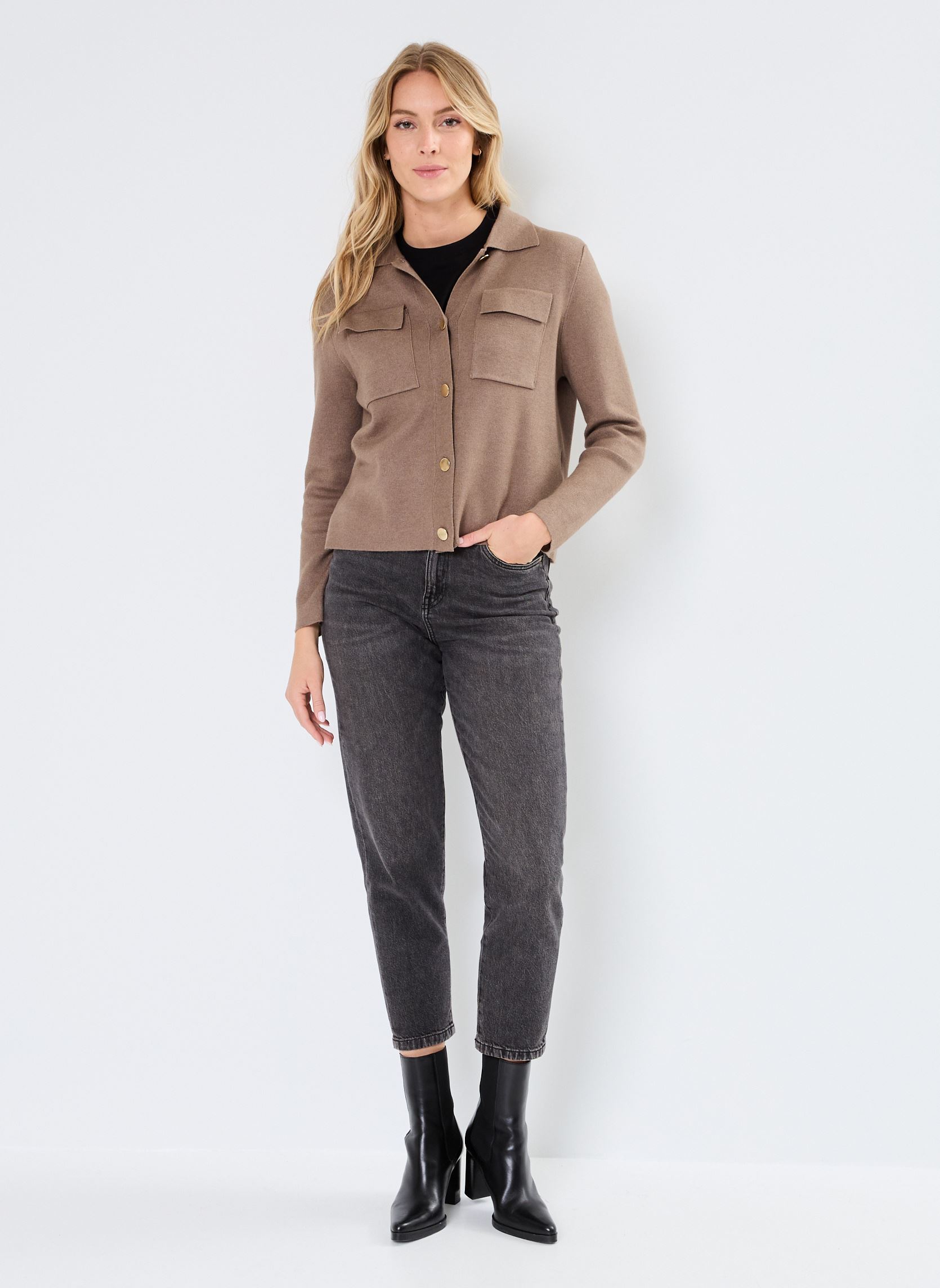 Strickjacken und Westen VICASSIE L/S KNIT JACKET/R damen braun Vila Strickjacken und Westen VICASSIE L/S KNIT JACKET/R damen braun DARK NATURAL MELANGE