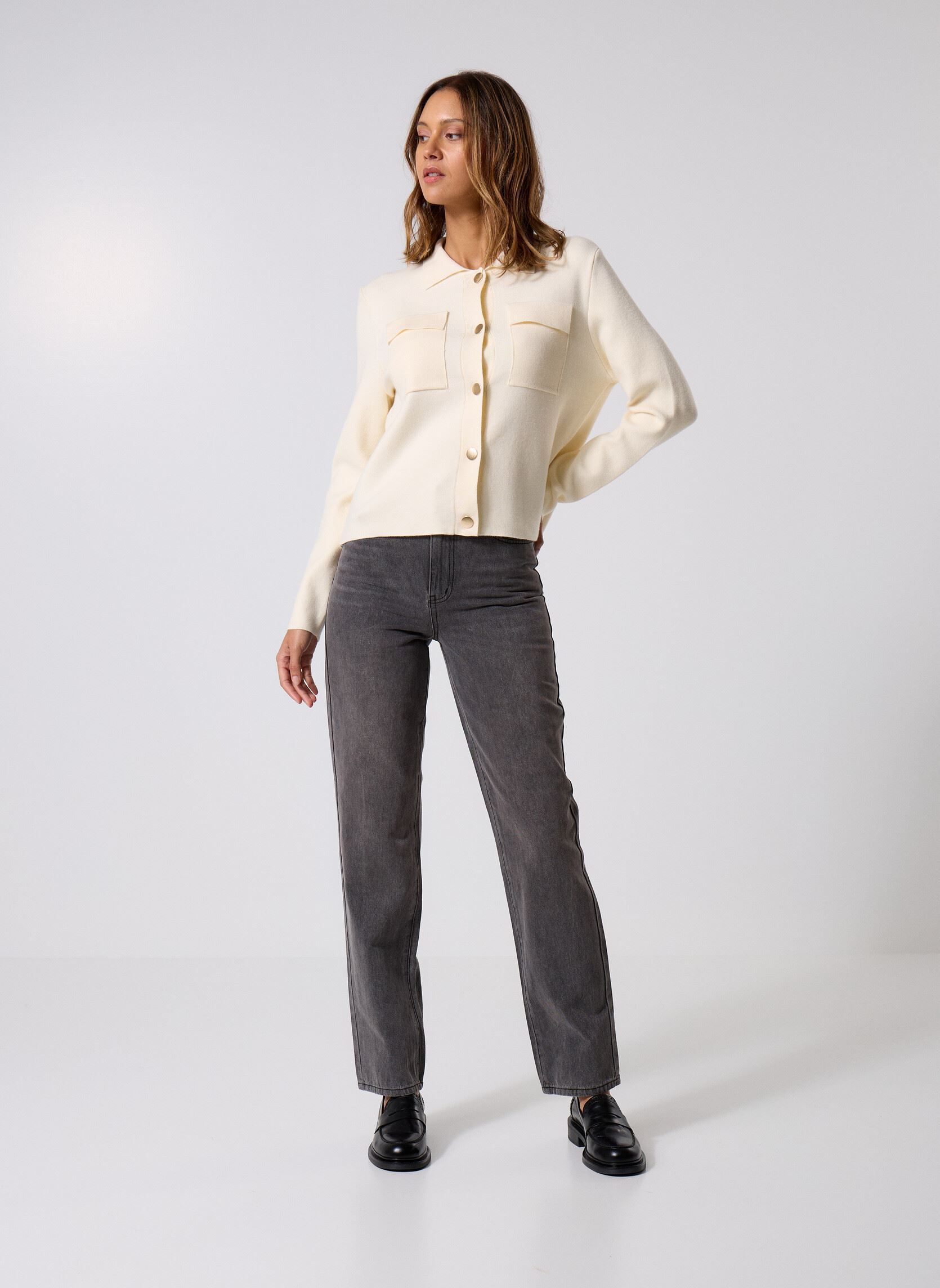 Gilets VICASSIE L/S KNIT JACKET/R femme blanc Vila Gilets VICASSIE L/S KNIT JACKET/R femme blanc BIRCH