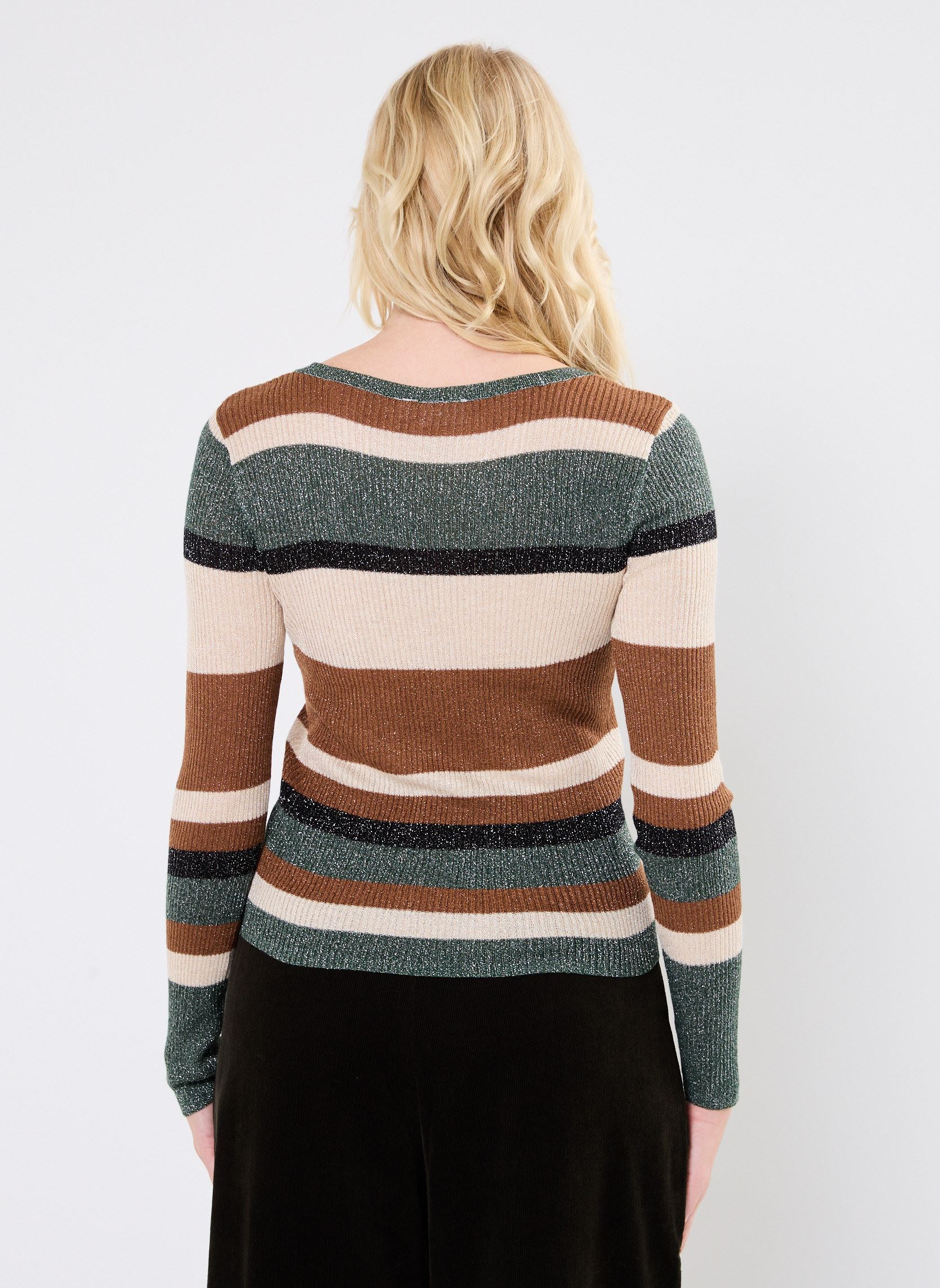 Pulls VIEMBER OPEN O-NECK L/S GLITTER KNIT TOP femme marron Vila Pulls VIEMBER OPEN O-NECK L/S GLITTER KNIT TOP femme marron RUBBER