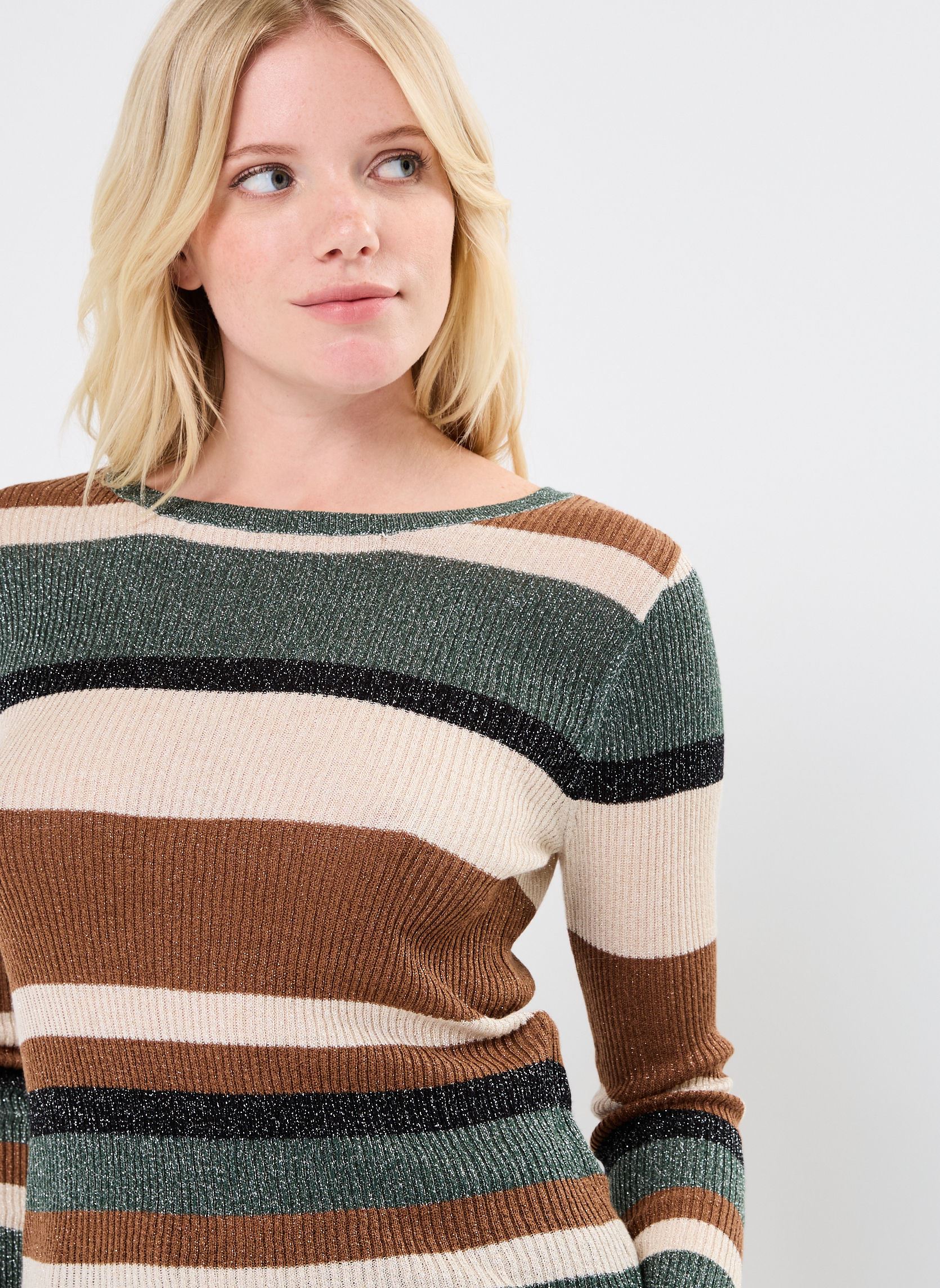 Pulls VIEMBER OPEN O-NECK L/S GLITTER KNIT TOP femme marron Vila Pulls VIEMBER OPEN O-NECK L/S GLITTER KNIT TOP femme marron RUBBER