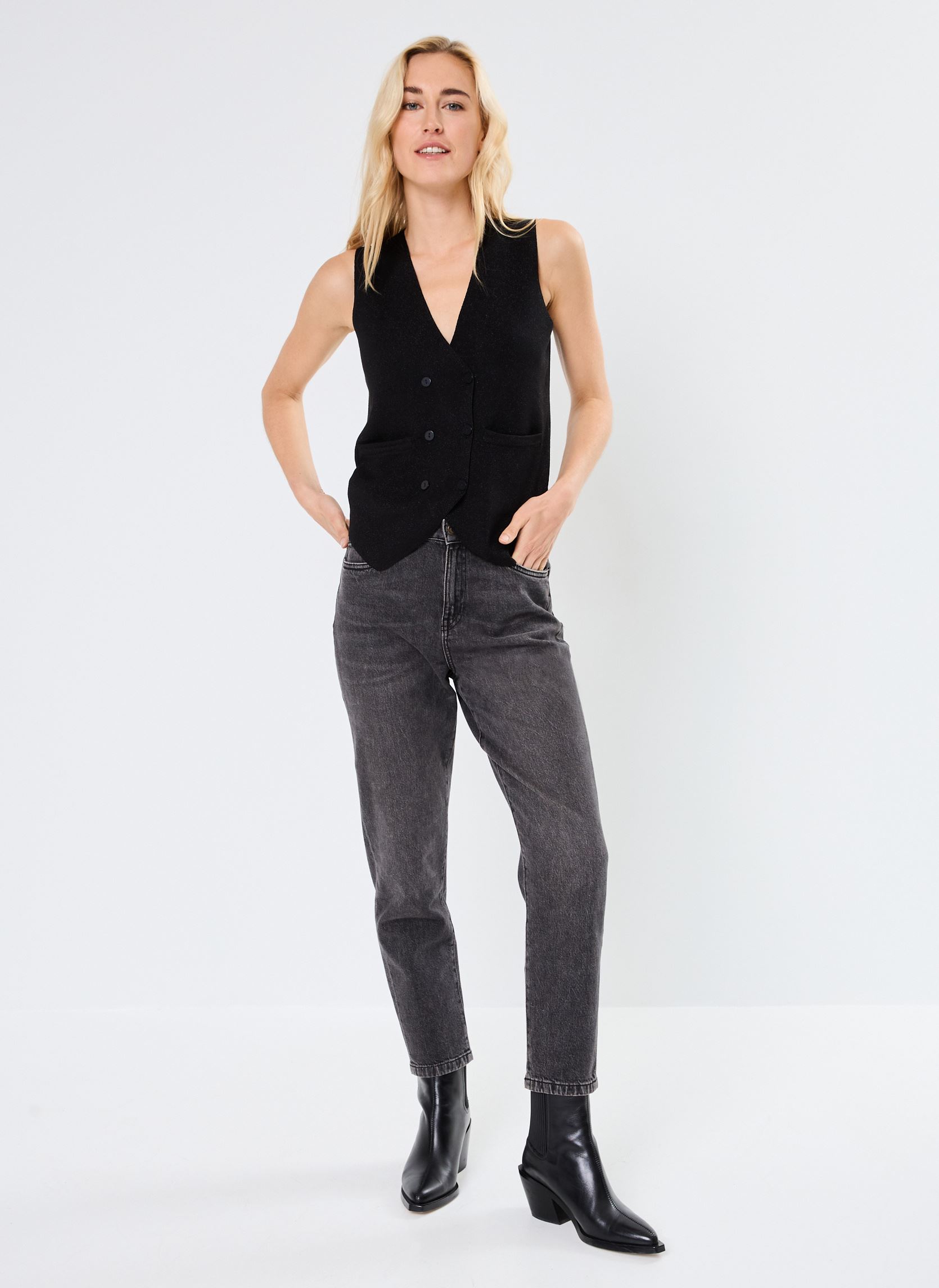 Gilets VILIZETTA SL KNIT VEST/C30 femme noir Vila Gilets VILIZETTA SL KNIT VEST/C30 femme noir BLACK BEAUTY