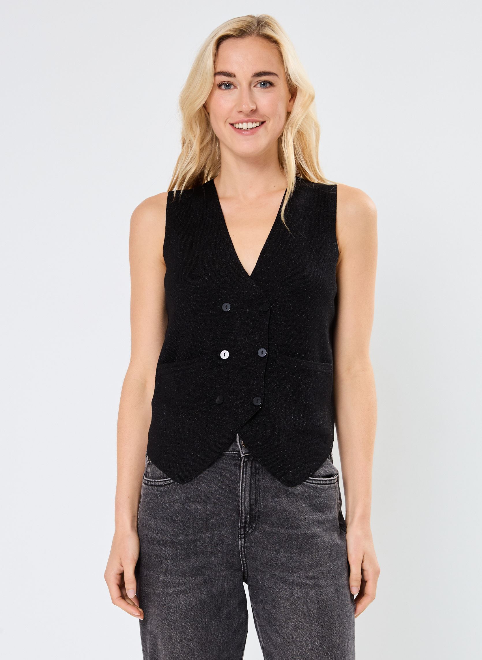 Gilets VILIZETTA SL KNIT VEST/C30 femme noir Vila Gilets VILIZETTA SL KNIT VEST/C30 femme noir BLACK BEAUTY