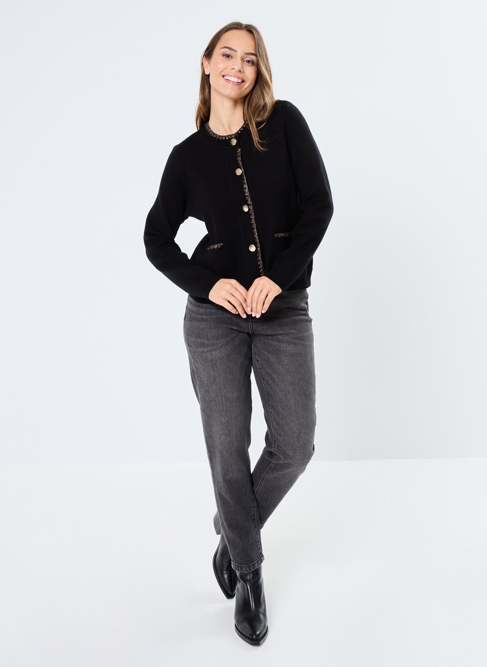 Jacken VISIWI O-NECK L/S GLITTER KNIT CARDIGAN damen schwarz Vila Jacken VISIWI O-NECK L/S GLITTER KNIT CARDIGAN damen schwarz BLACK BEAUTY