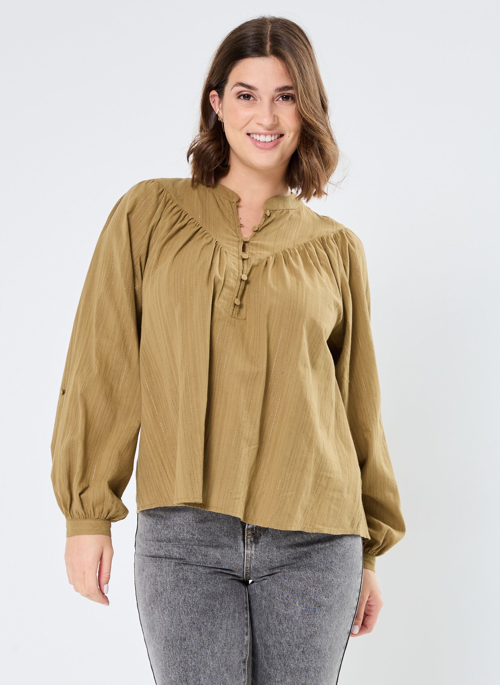 Langarm-Blusen VISUSANNA L/S TOP damen grün Vila Langarm-Blusen VISUSANNA L/S TOP damen grün Gothic olive