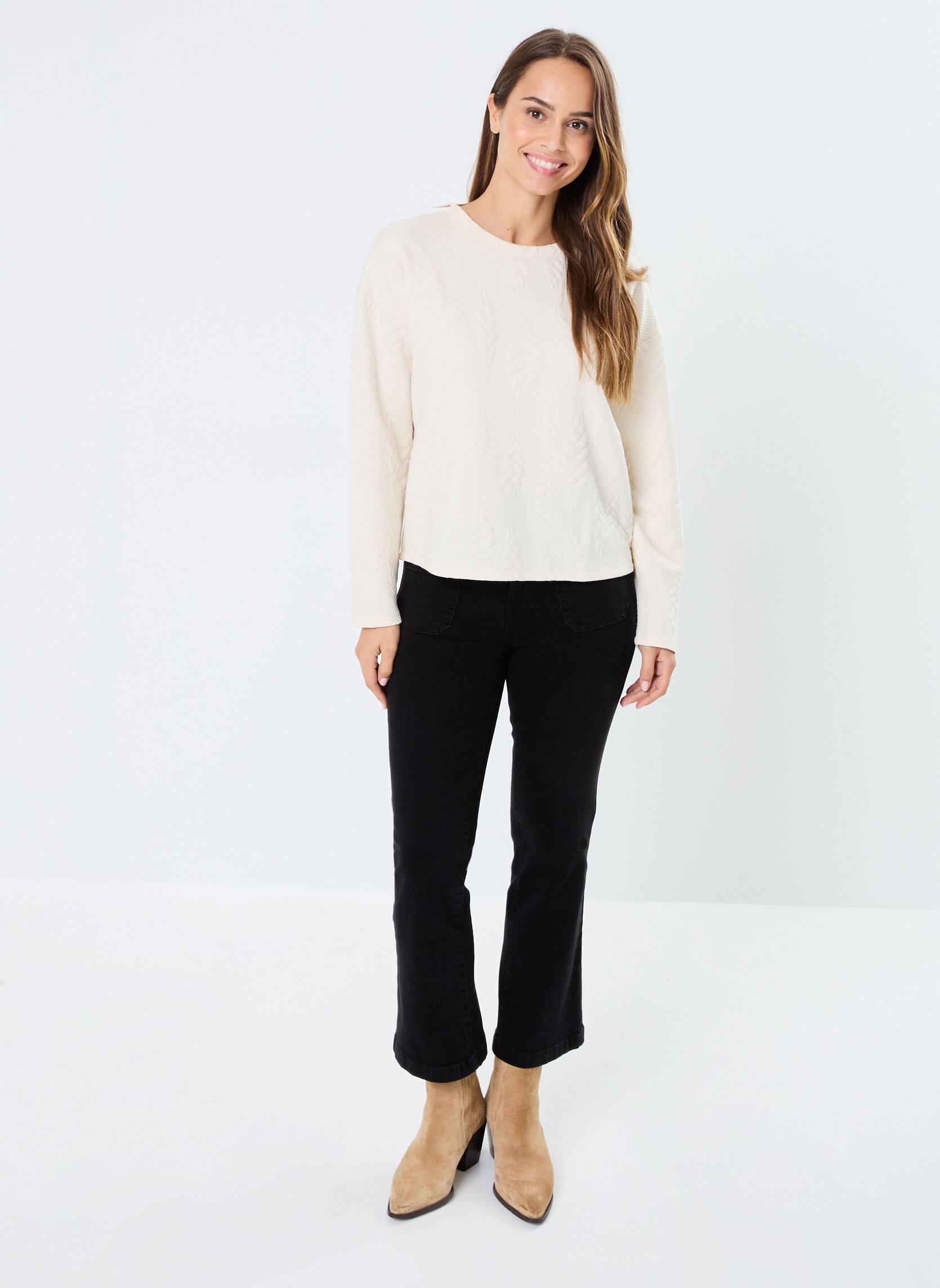 Langarm-Blusen VIURI O-NECK L/S TOP damen beige Vila Langarm-Blusen VIURI O-NECK L/S TOP damen beige Birch