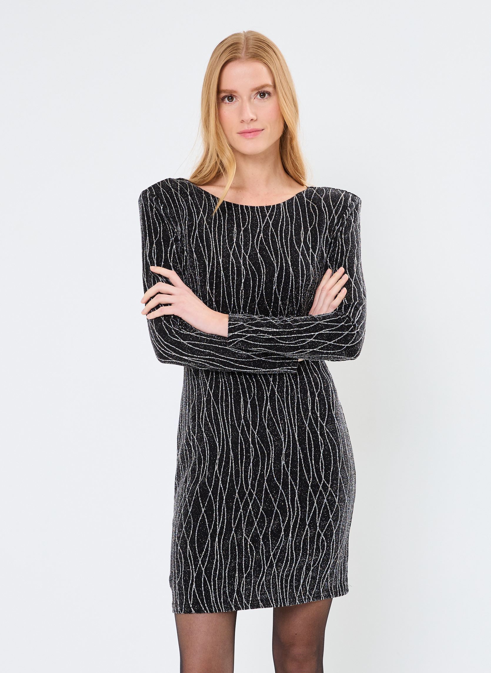 Vestidos VIDARLENE O-NECK LS LUREX SHORT DRESS/DC mujer negro Vila Vestidos VIDARLENE O-NECK LS LUREX SHORT DRESS/DC mujer negro Black Beauty