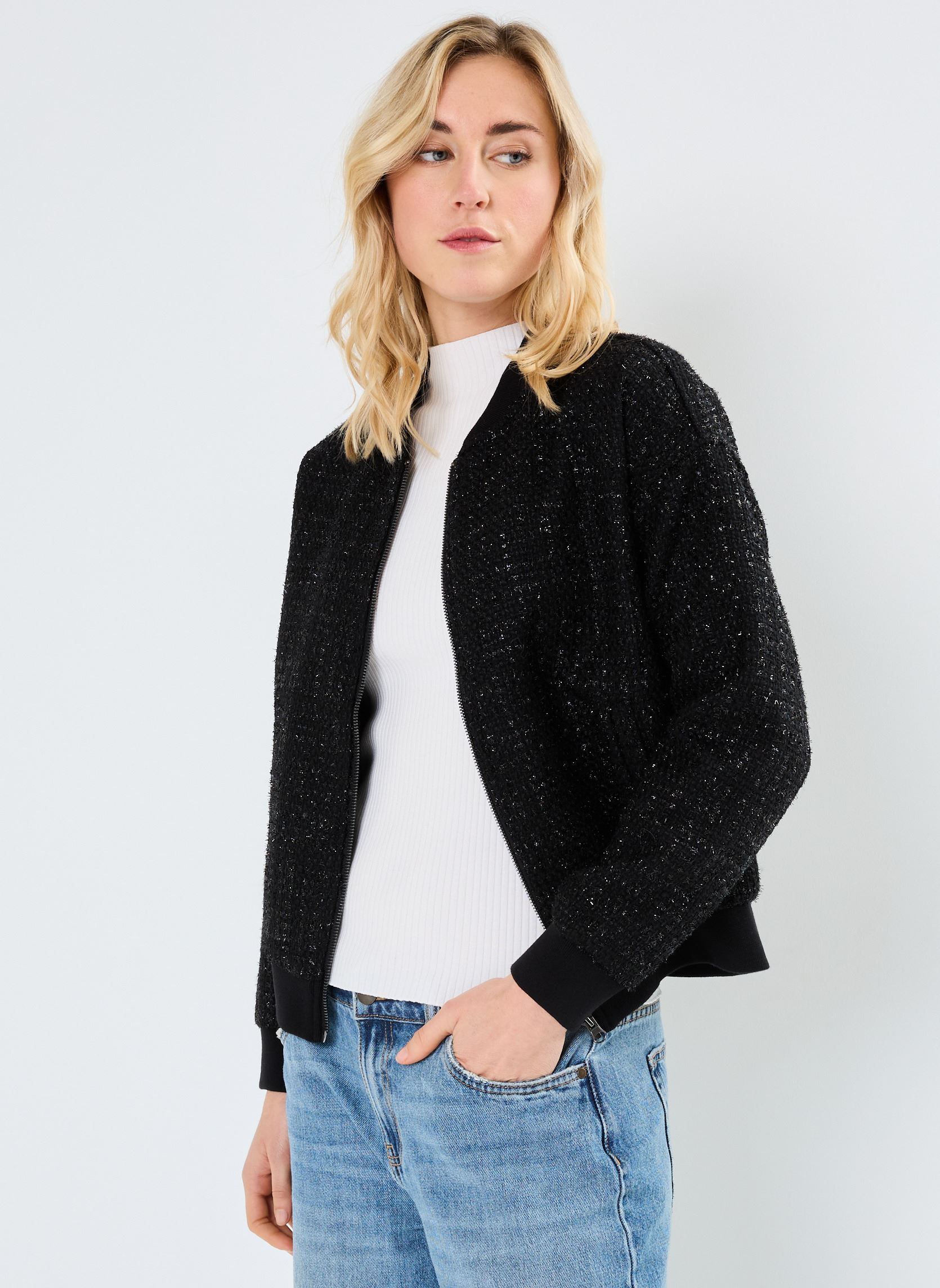 Vestes VIKIPPI LS TWEED BOMBER JACKET/C30 femme noir Vila Vestes VIKIPPI LS TWEED BOMBER JACKET/C30 femme noir Black Beauty