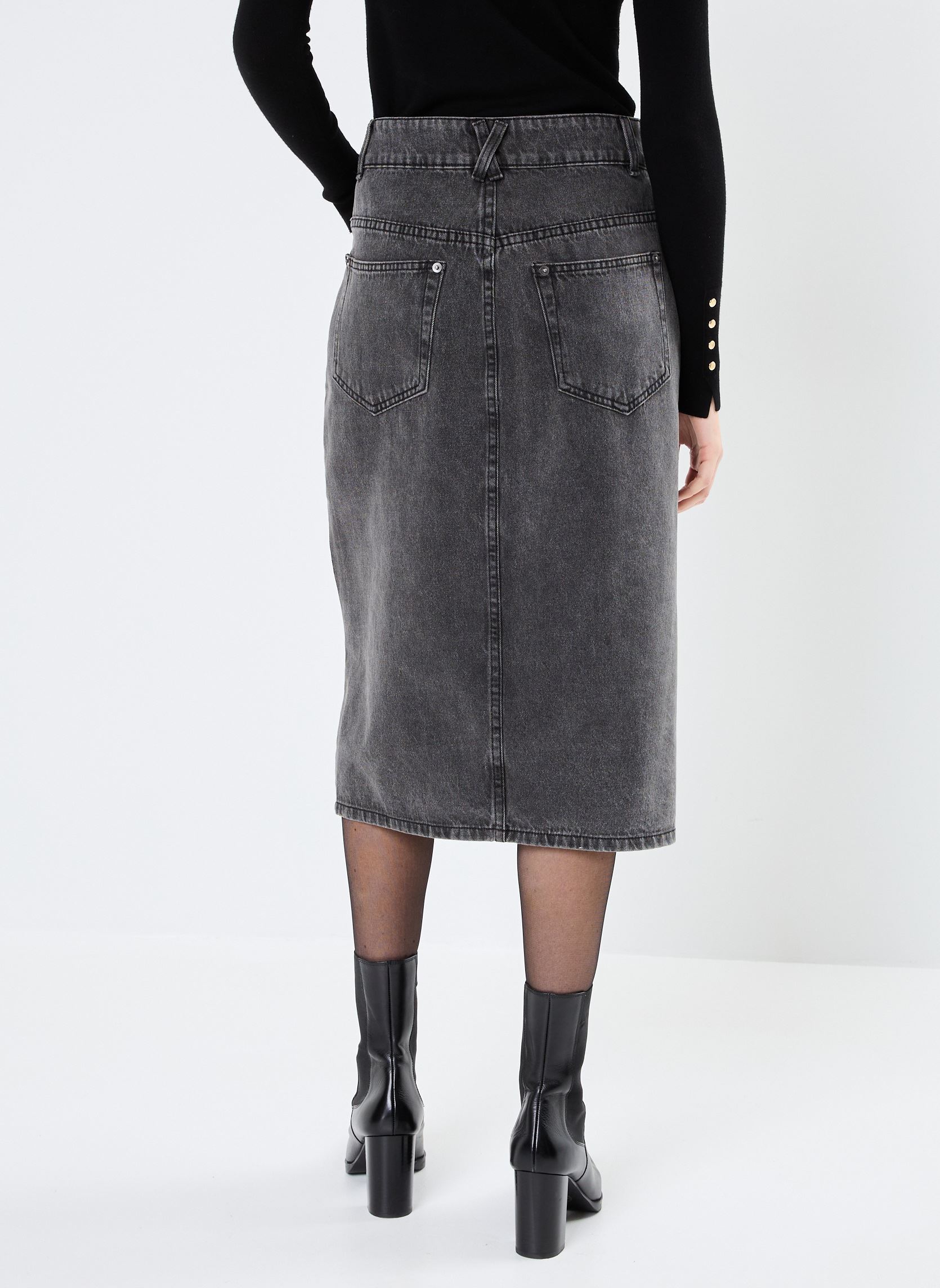 Jupes mi-longues VIMORA HW MIDI DENIM SKIRT/ROU femme noir Vila Jupes mi-longues VIMORA HW MIDI DENIM SKIRT/ROU femme noir Meteorite