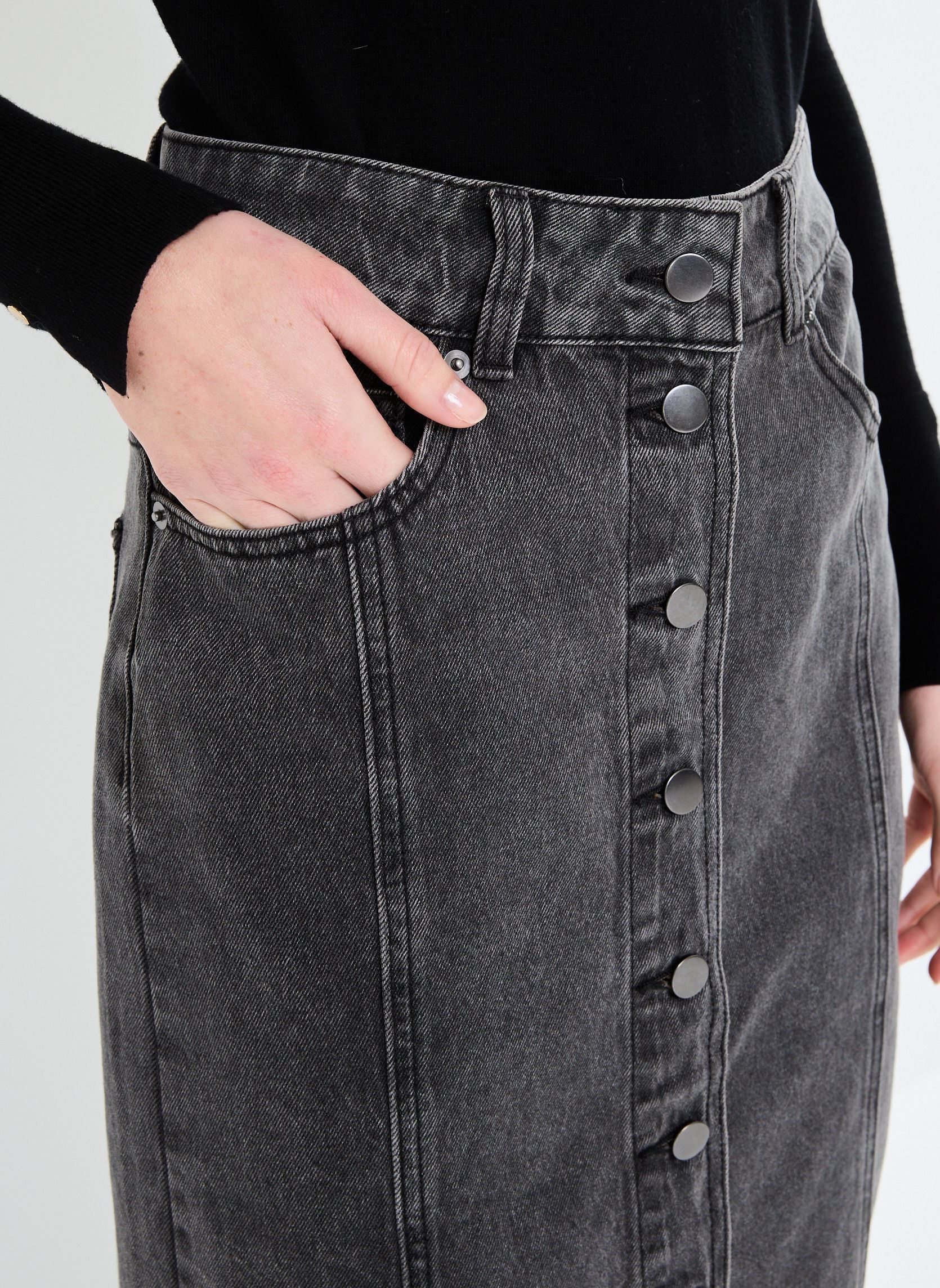 Jupes mi-longues VIMORA HW MIDI DENIM SKIRT/ROU femme noir Vila Jupes mi-longues VIMORA HW MIDI DENIM SKIRT/ROU femme noir Meteorite