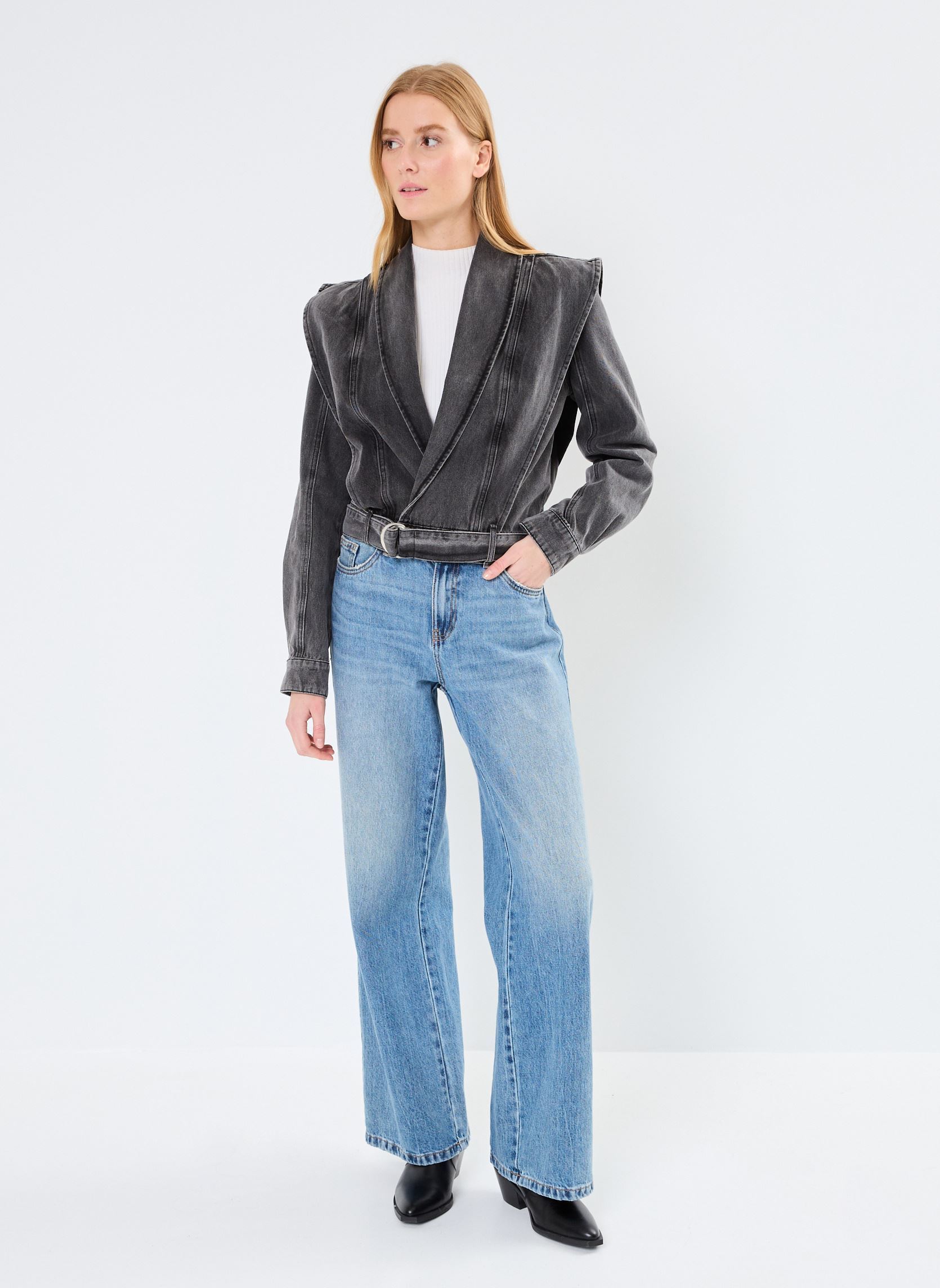 Vestes en jean VIMORA LS SHORT DENIM JACKET/ROU femme noir Vila Vestes en jean VIMORA LS SHORT DENIM JACKET/ROU femme noir Meteorite