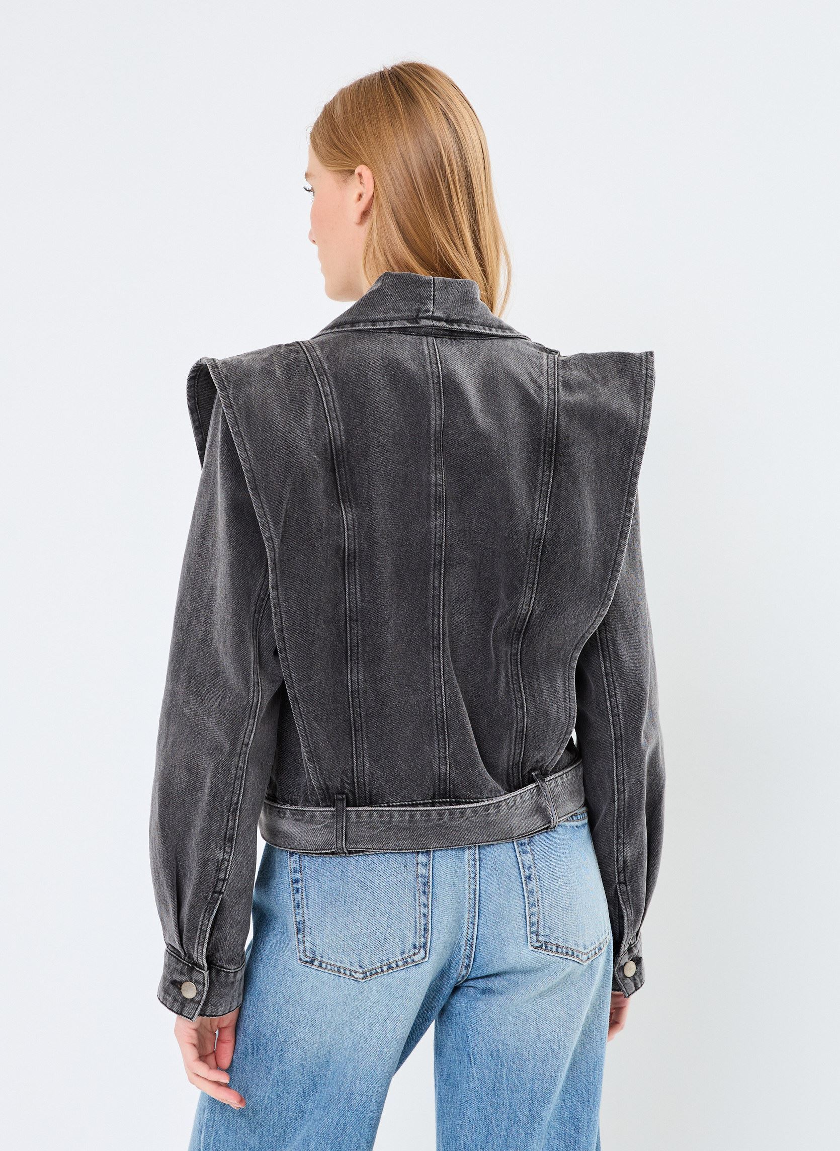 Vestes en jean VIMORA LS SHORT DENIM JACKET/ROU femme noir Vila Vestes en jean VIMORA LS SHORT DENIM JACKET/ROU femme noir Meteorite