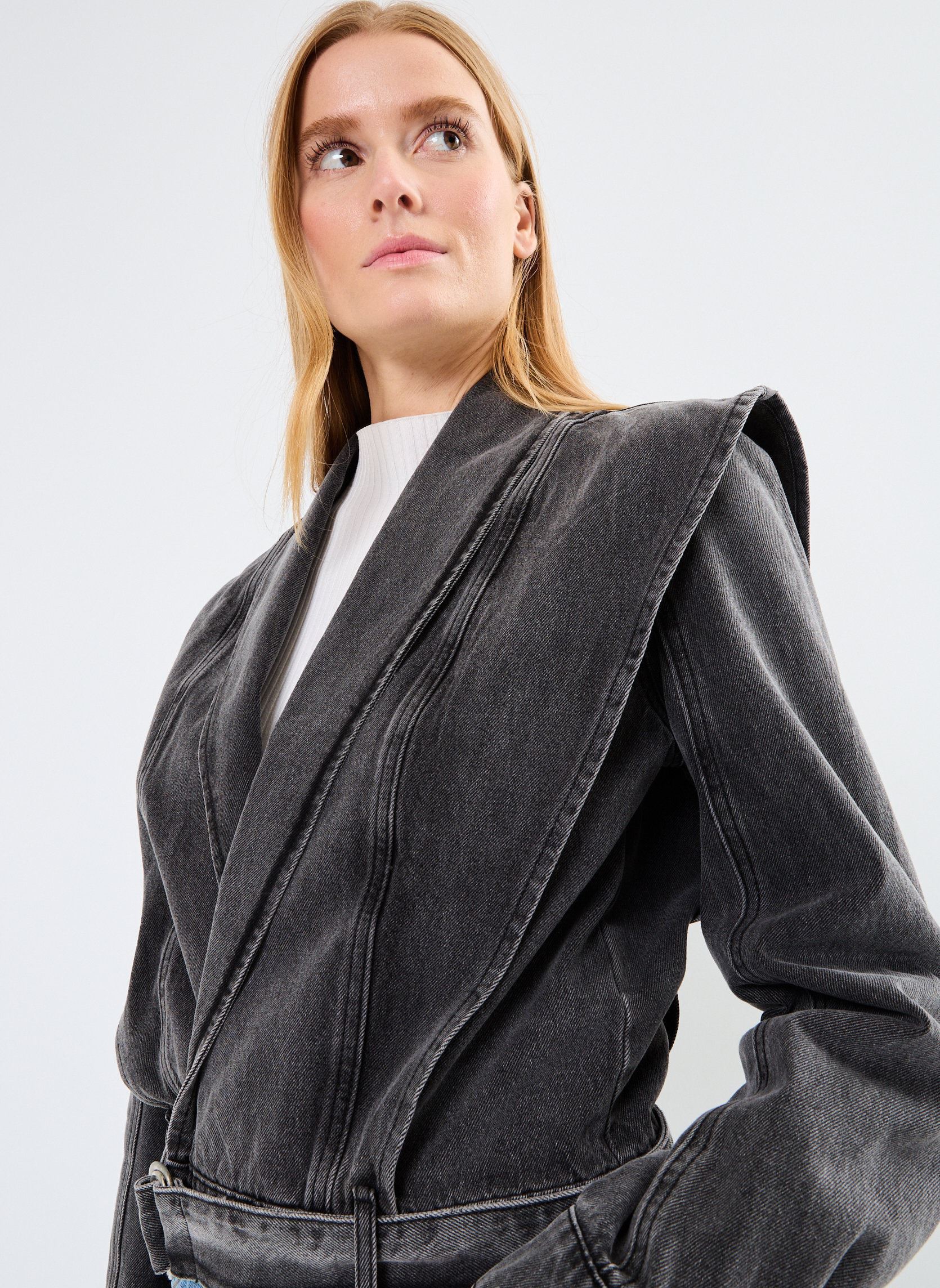Vestes en jean VIMORA LS SHORT DENIM JACKET/ROU femme noir Vila Vestes en jean VIMORA LS SHORT DENIM JACKET/ROU femme noir Meteorite